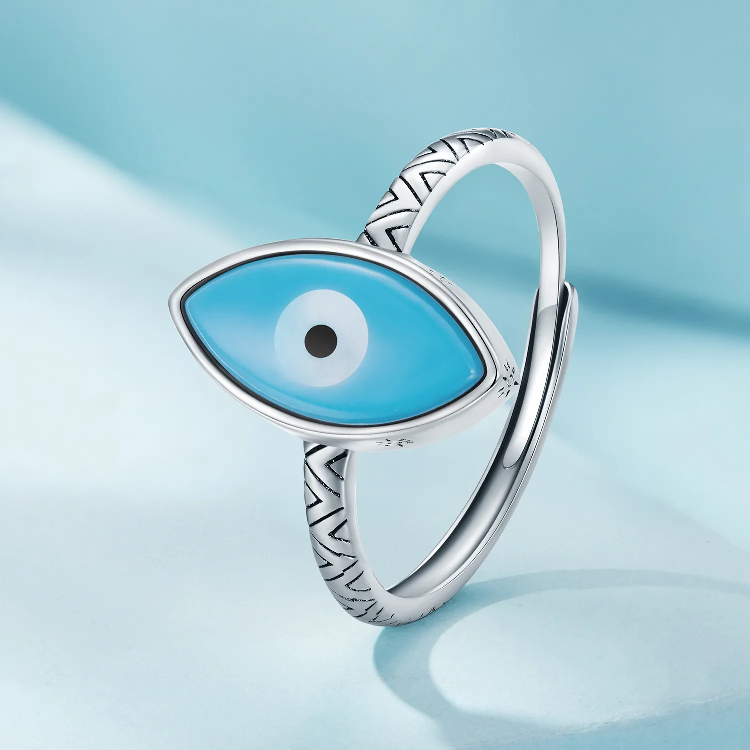 Inel deschis cu ochi albastru de diavol în stilul Pandora - SCR937