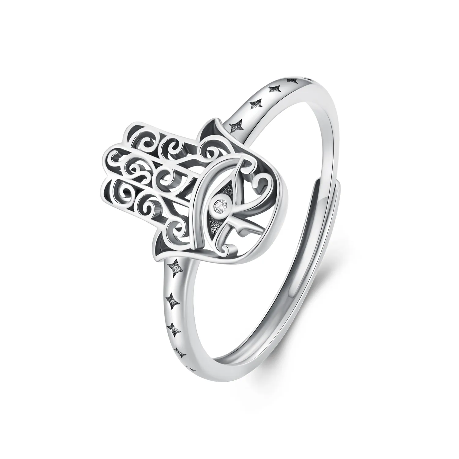 inel deschis cu stil pandora în formă de mâna lui fatima scr938