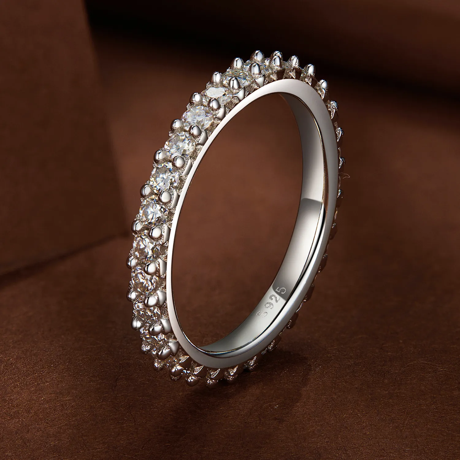 Inel fin cu diamante Moissanite în stil Pandora - MSR028