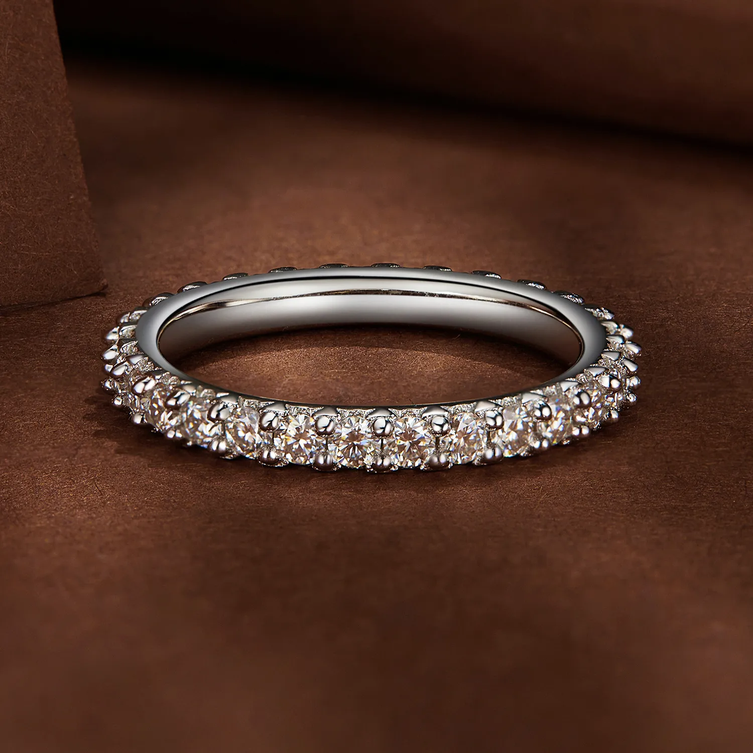 Inel fin cu diamante Moissanite în stil Pandora - MSR028