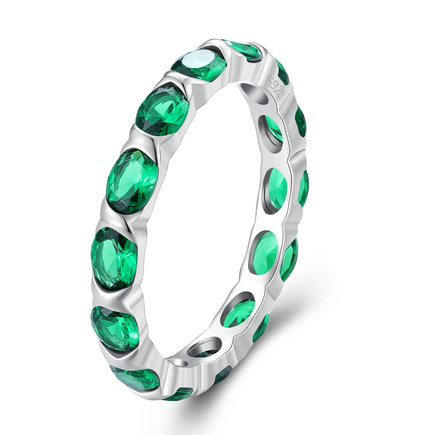 inel pandora style cu paveu complet de spinel verde bsr432
