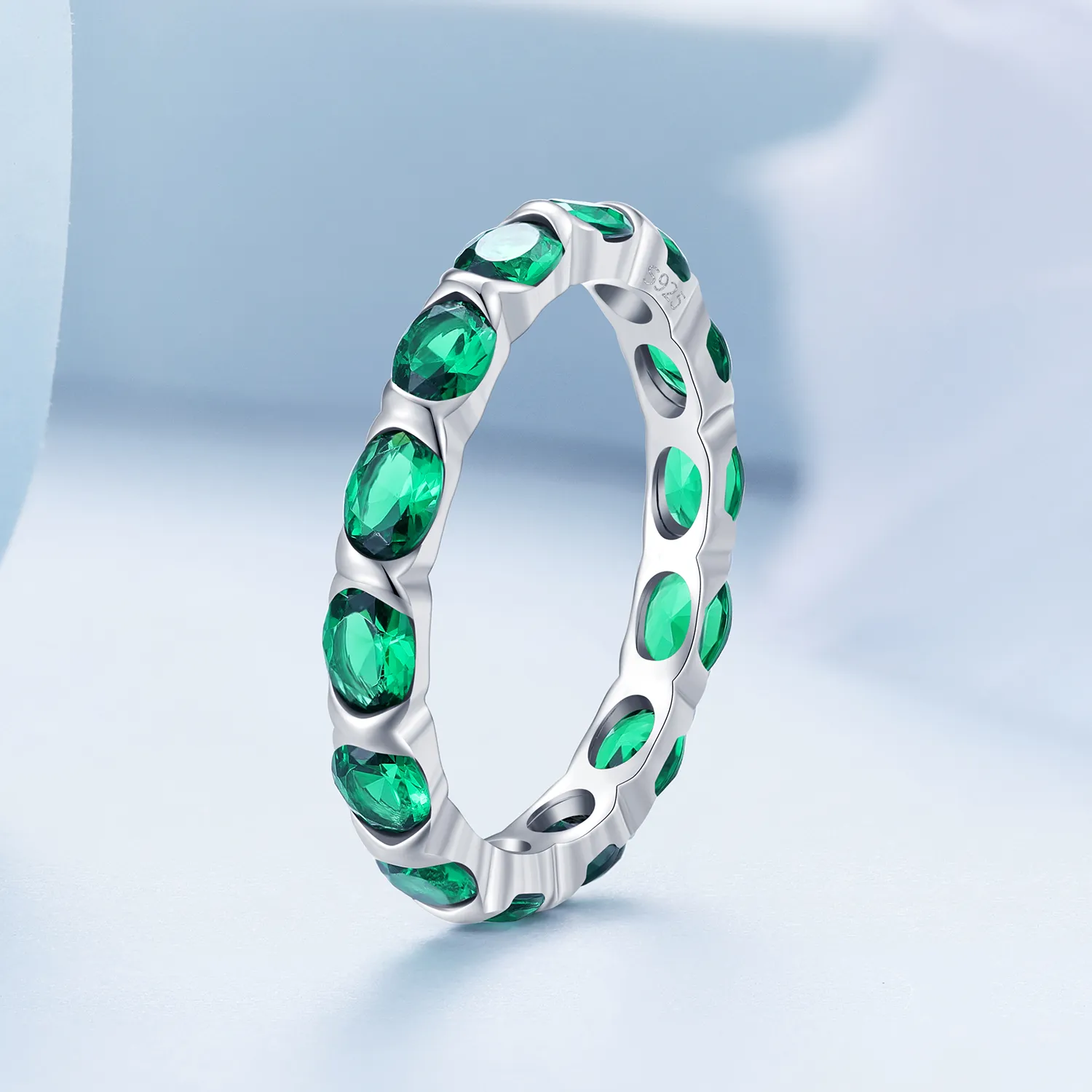 Inel Pandora Style cu Paveu complet de Spinel verde - BSR432