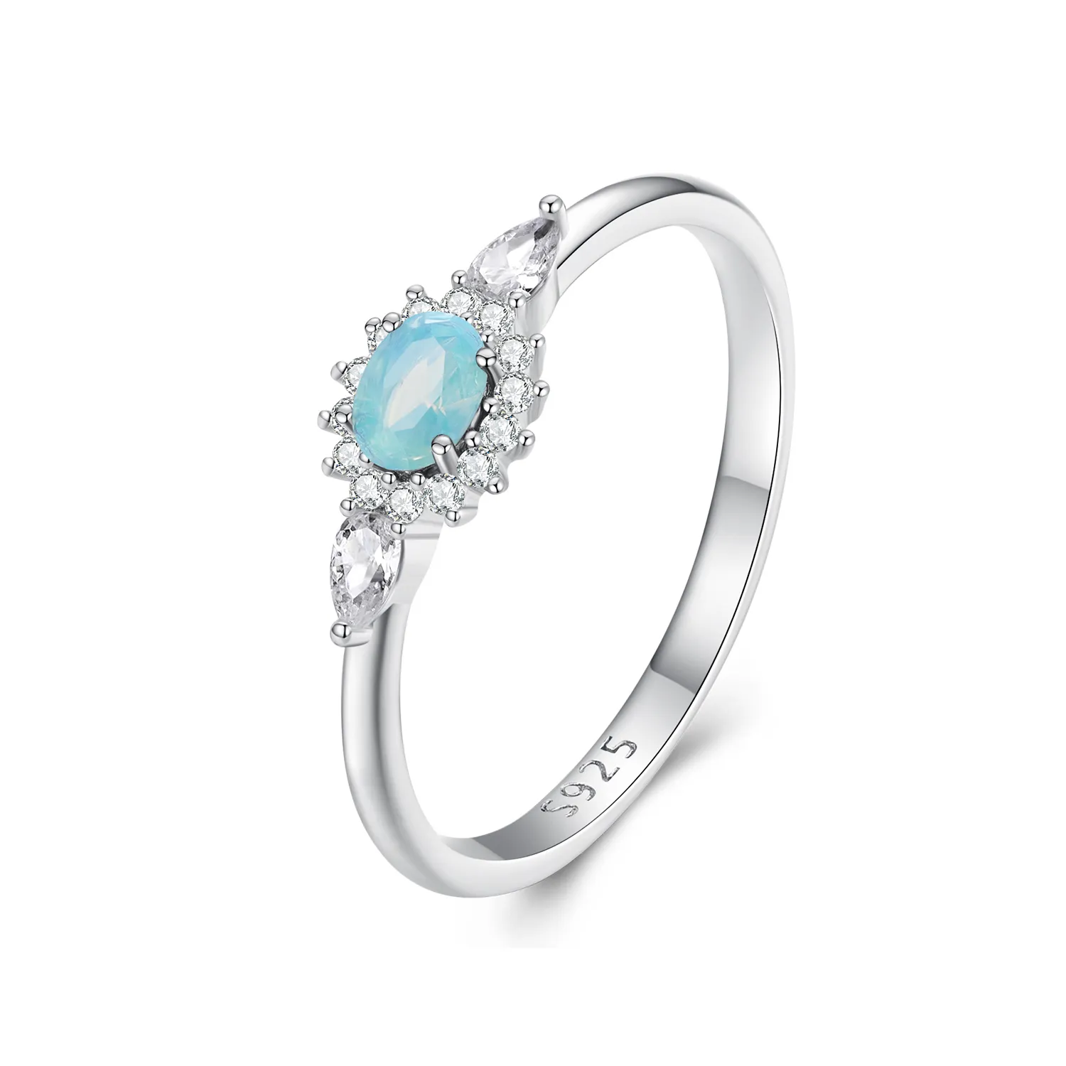 inel stil pandora cu aquamarină bsr436