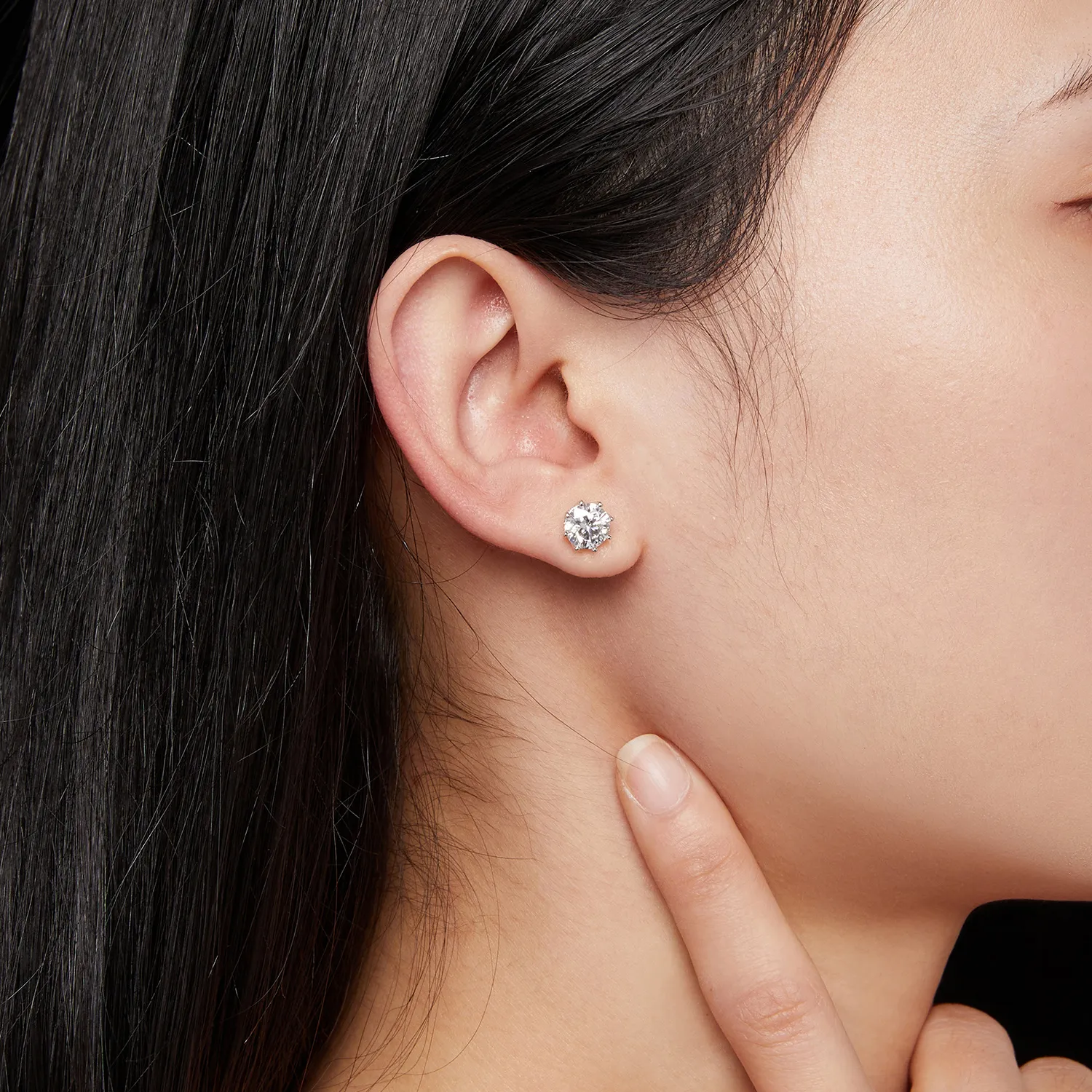 Stud Earrings Pandora Style cu Moissanit de 1 Carat - MSE019-L