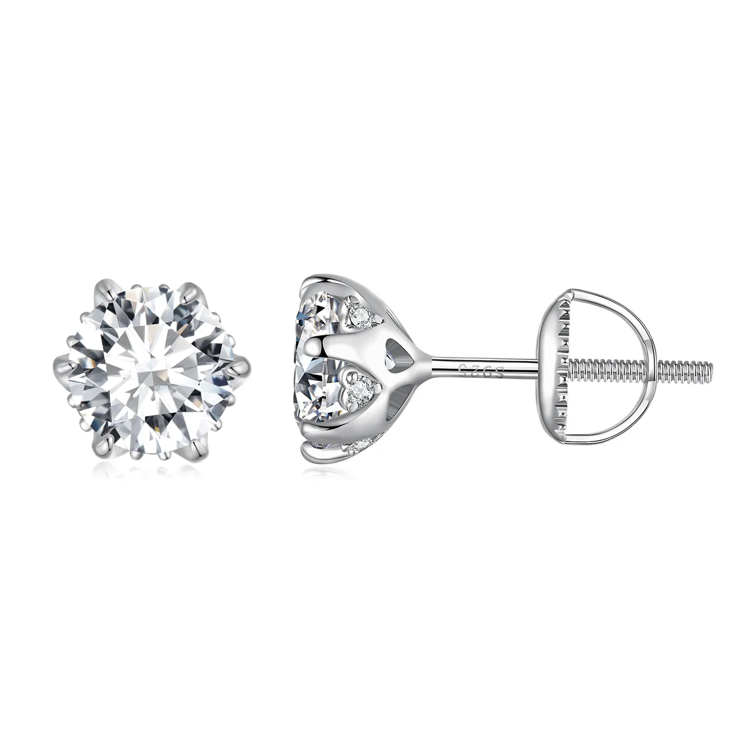 stud earrings pandora style cu moissanite de 1 carat mse020 l