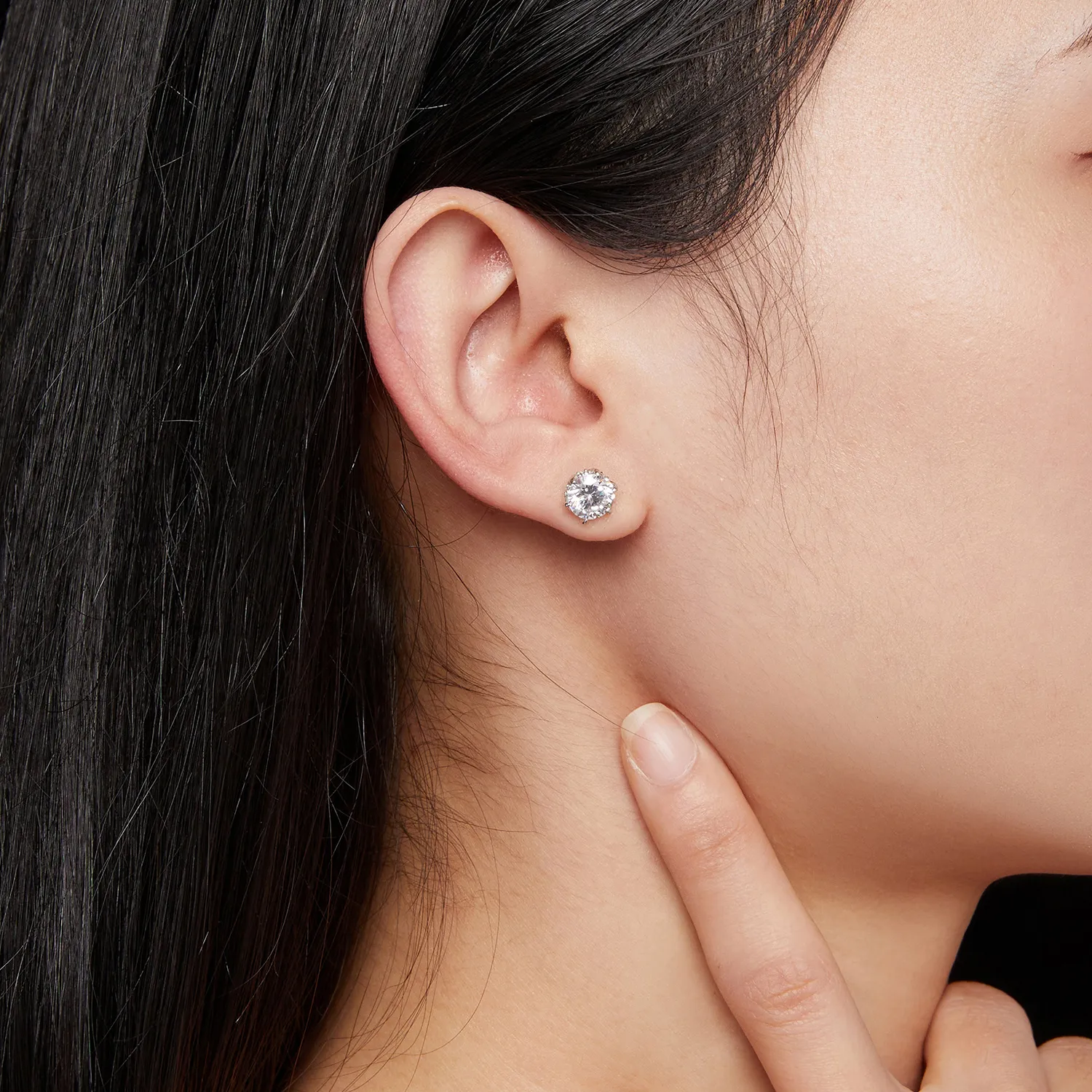 Stud earrings Pandora Style cu Moissanite de 1 carat - MSE020-L