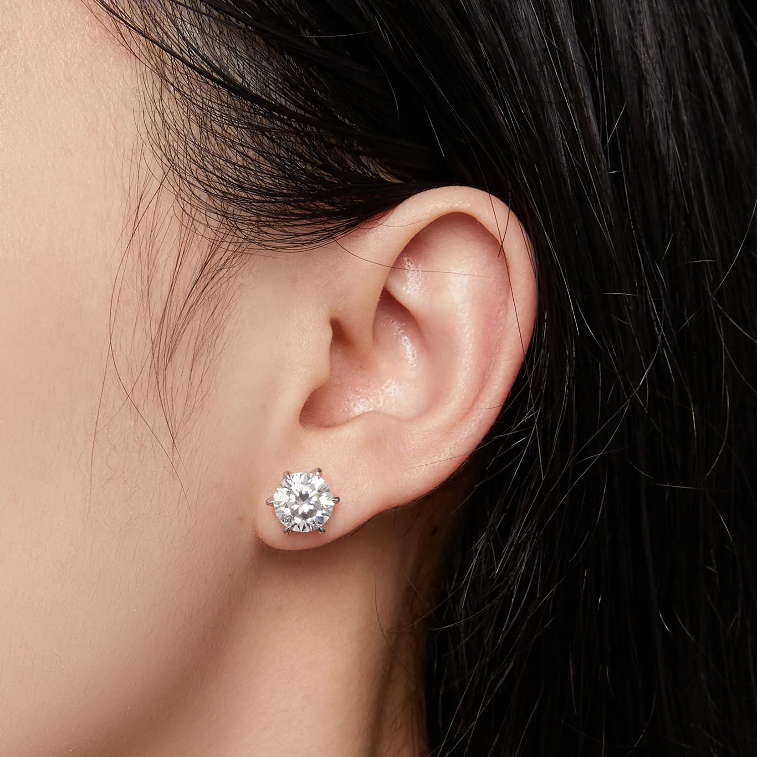 Studuri pentru urechi în stil Pandora cu Moissanite de 2 carate - MSE021-L