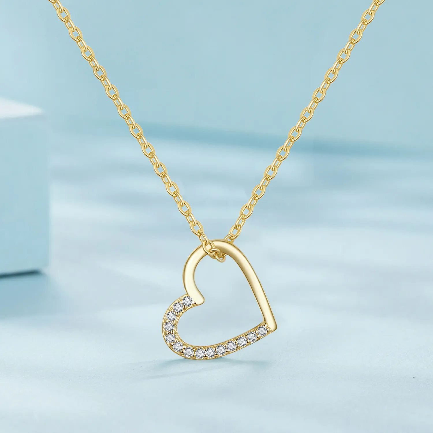 Colier în stil Pandora cu inimă din aur de 14K - SCN347-B
