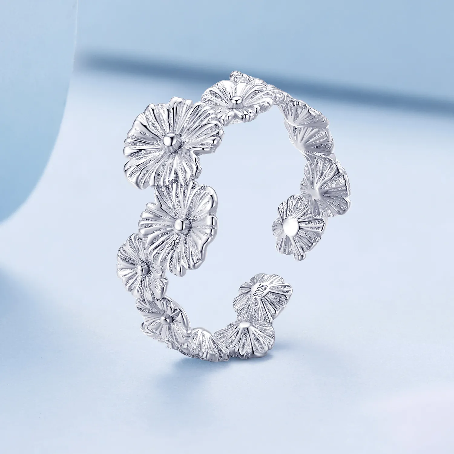 Inel bandă clasică cu floare Daisy în stil Pandora - BSR382