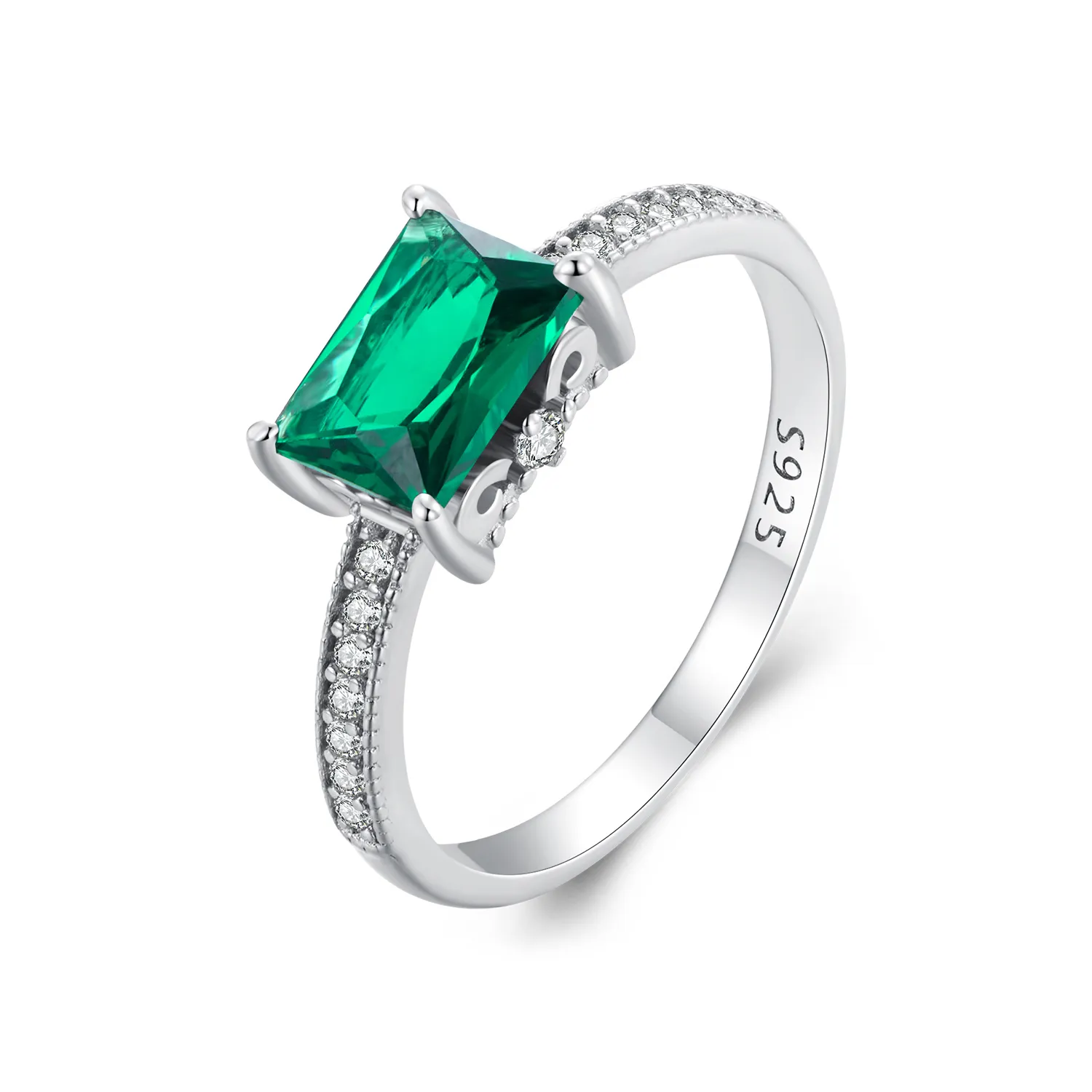 inel din stilul pandora cu piatră verde bsr461