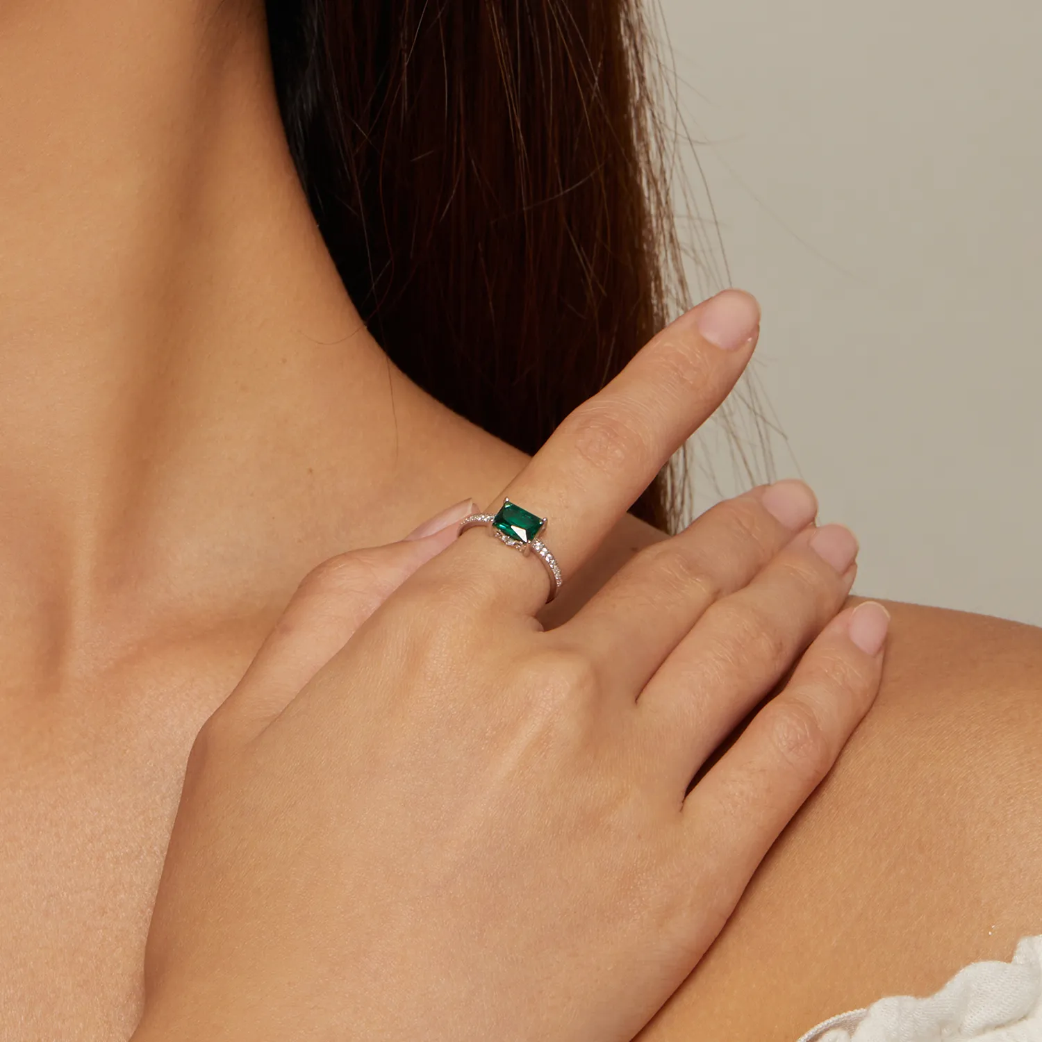 Inel din stilul Pandora cu piatră verde - BSR461