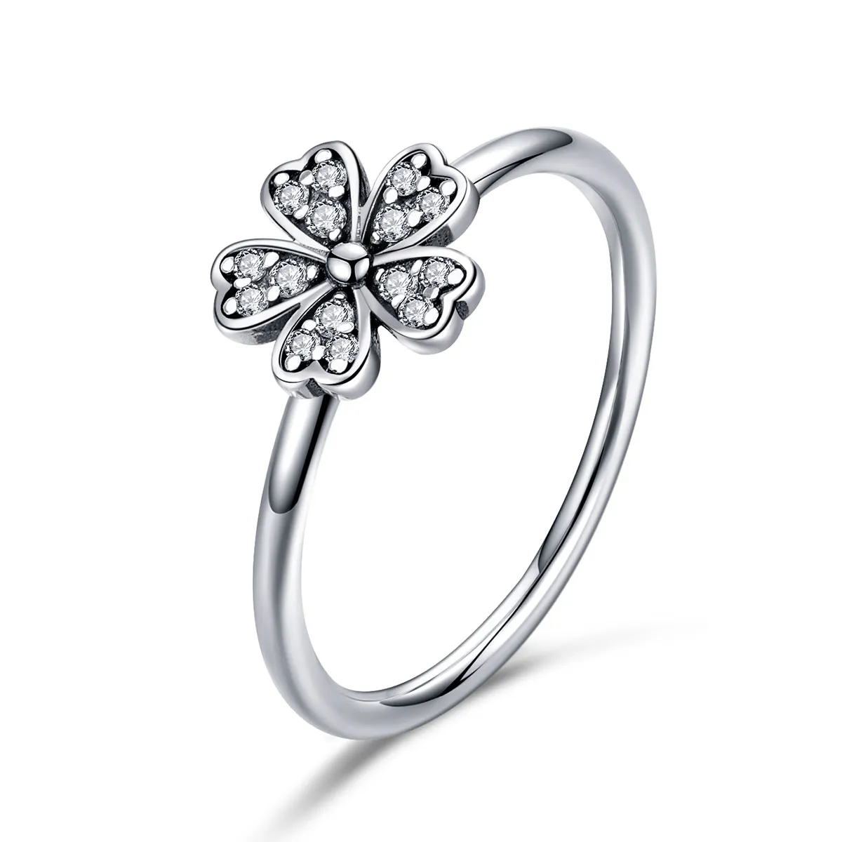 inel stil pandora cu floare margaretă argintiu scr398