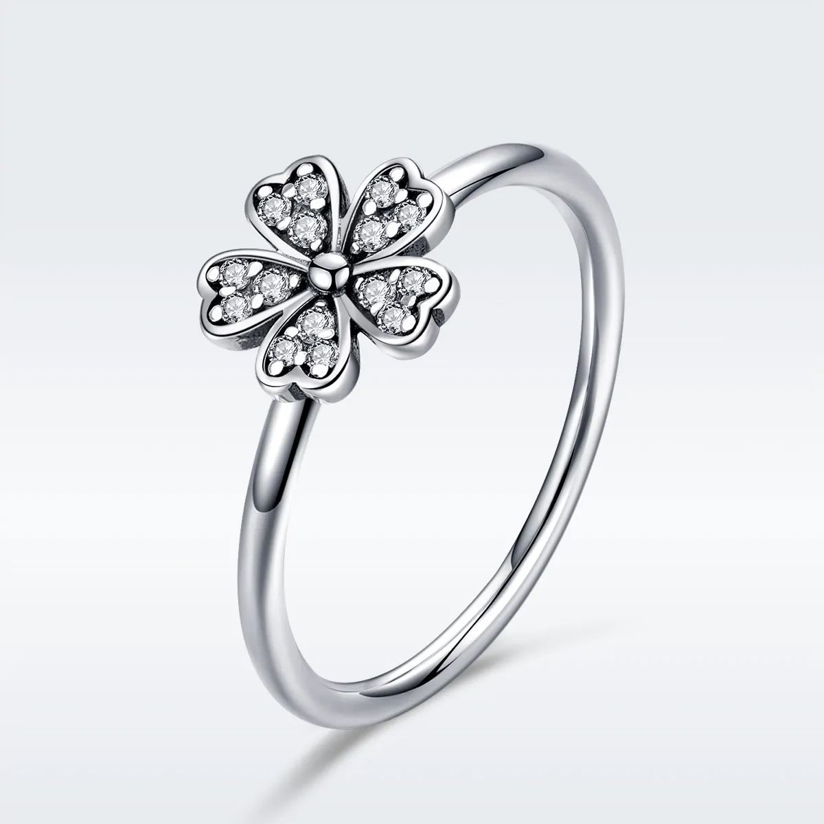 Inel stil Pandora cu floare margaretă, argintiu - SCR398