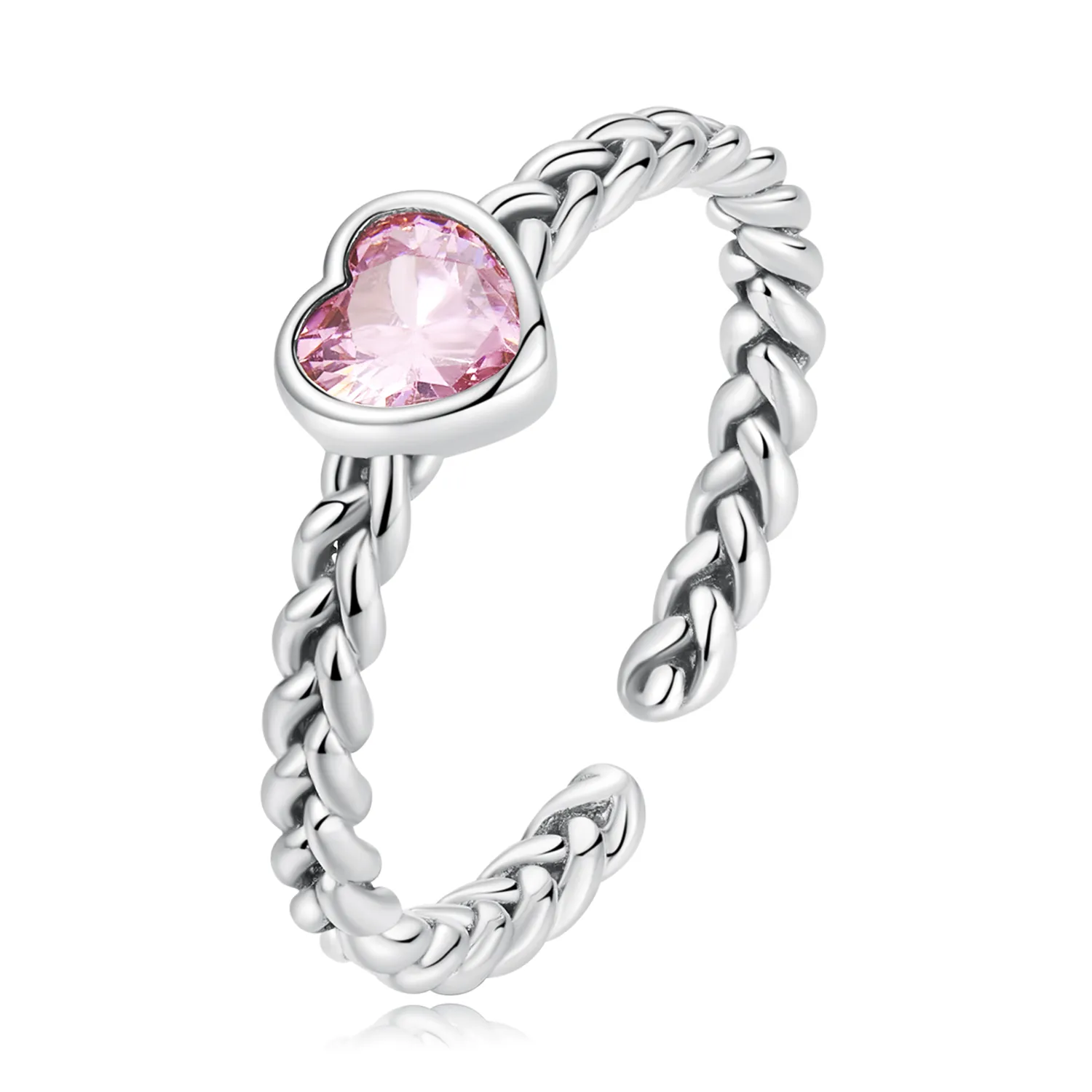 inel în stilul pandora cu inimă roz scr865