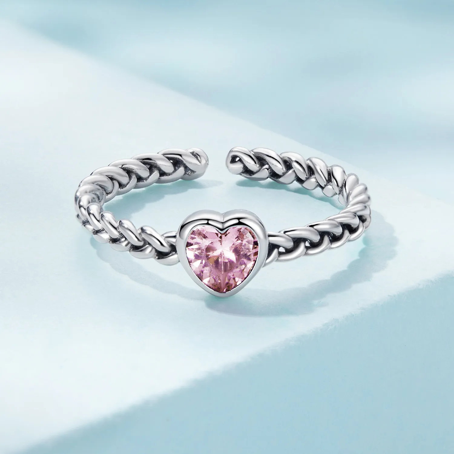Inel în stilul Pandora cu inimă roz - SCR865