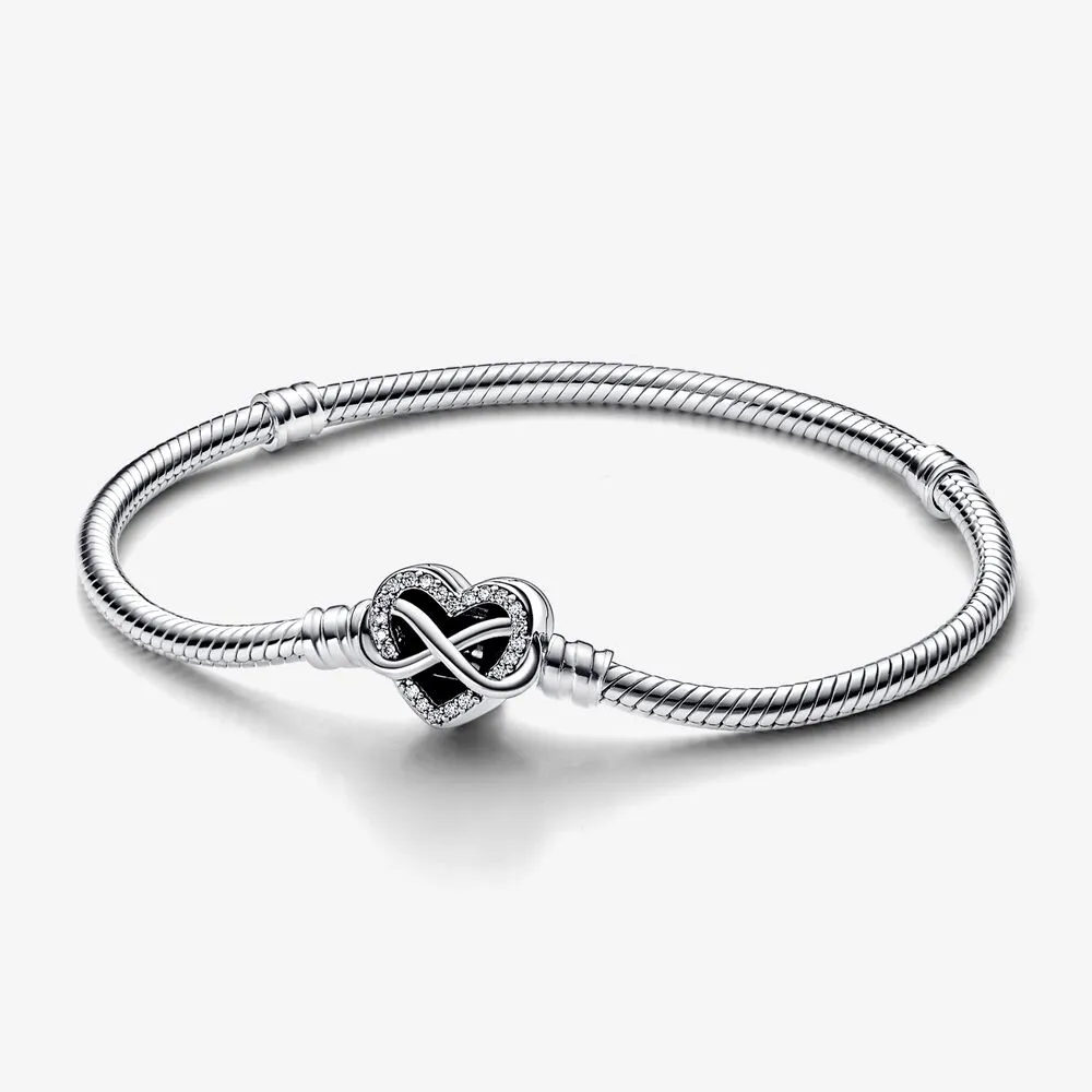 Brățară Pandora Moments Sparkling Infinity Heart Clasp Snake Chain - 592645C01