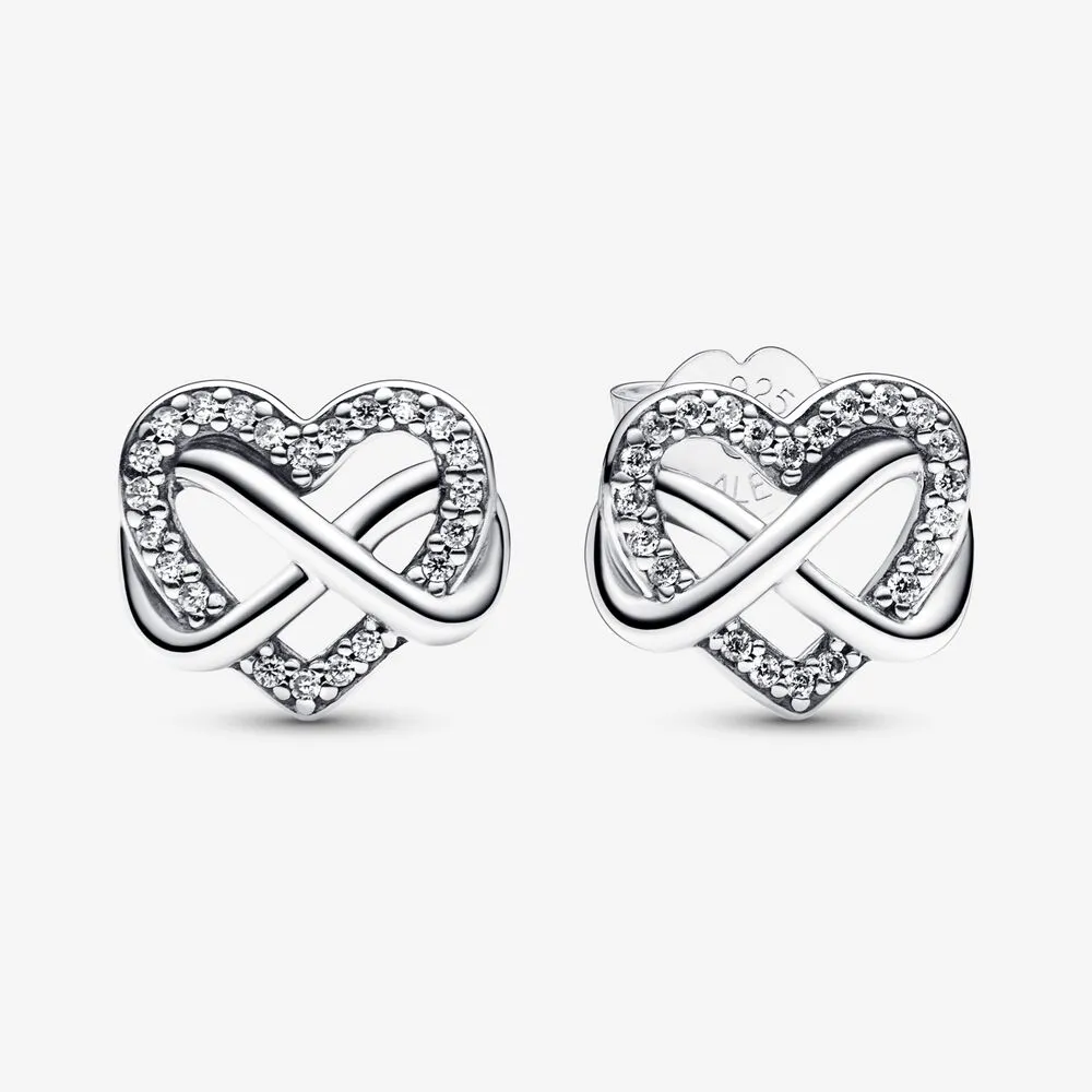 cercei cu pandantiv in forma de inima infinita pandora sparkling 292667c01