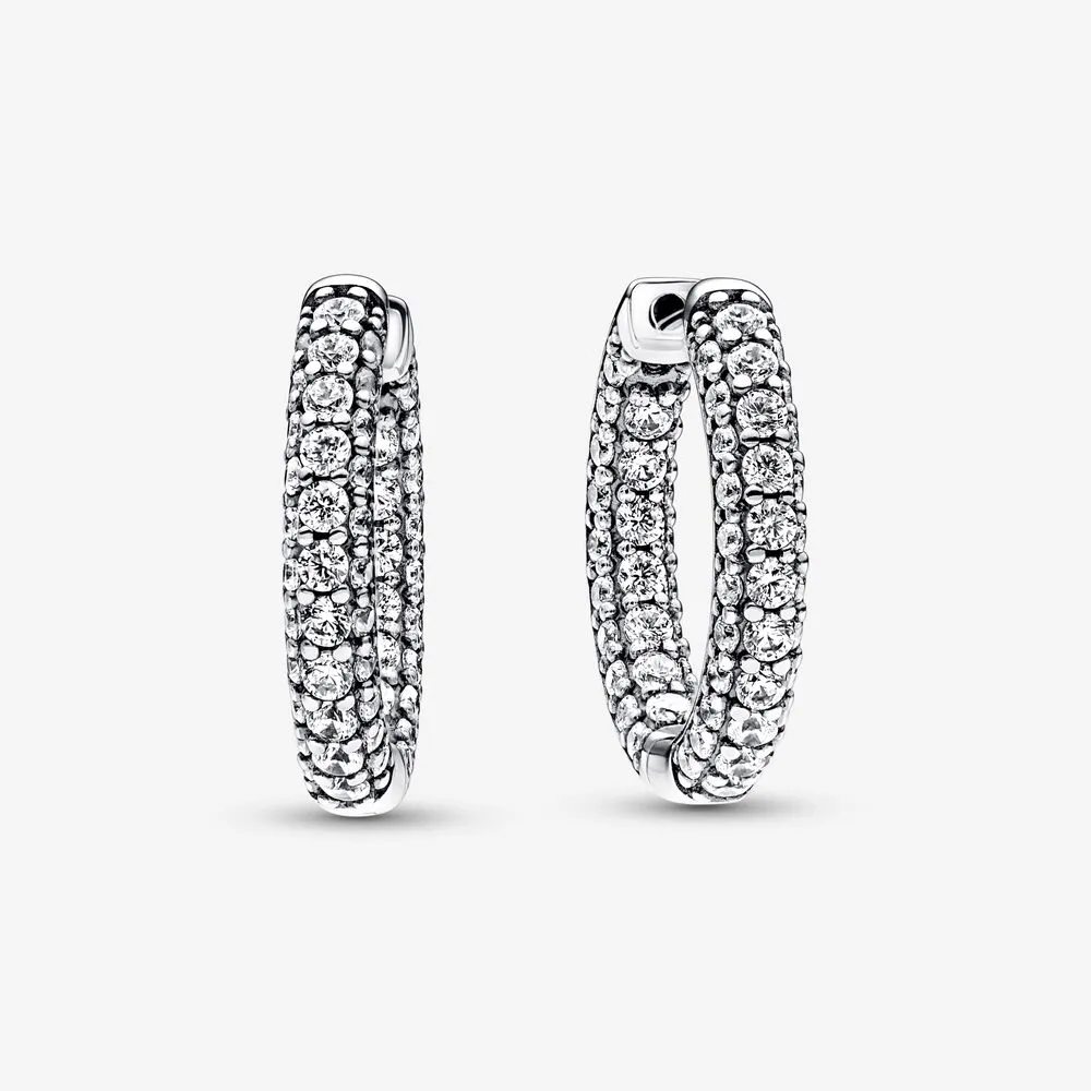cercei hoop pandora timeless pavé cu un singur rând 292624c01