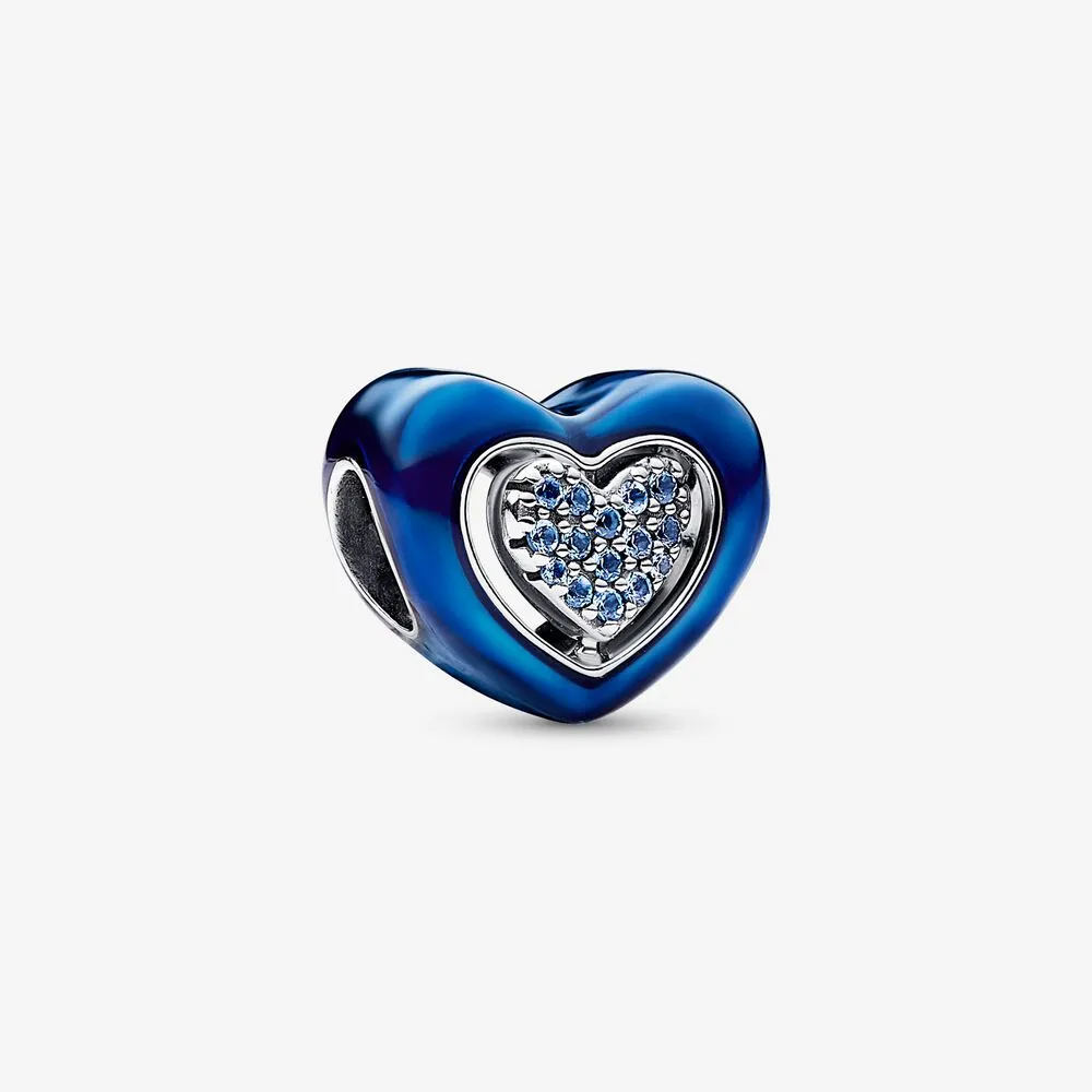 pandantivul pandora cu inimă albastră rotativă 792750c01
