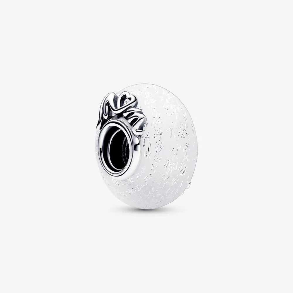 pandora murano glass mum love charm glittery white 792655c00