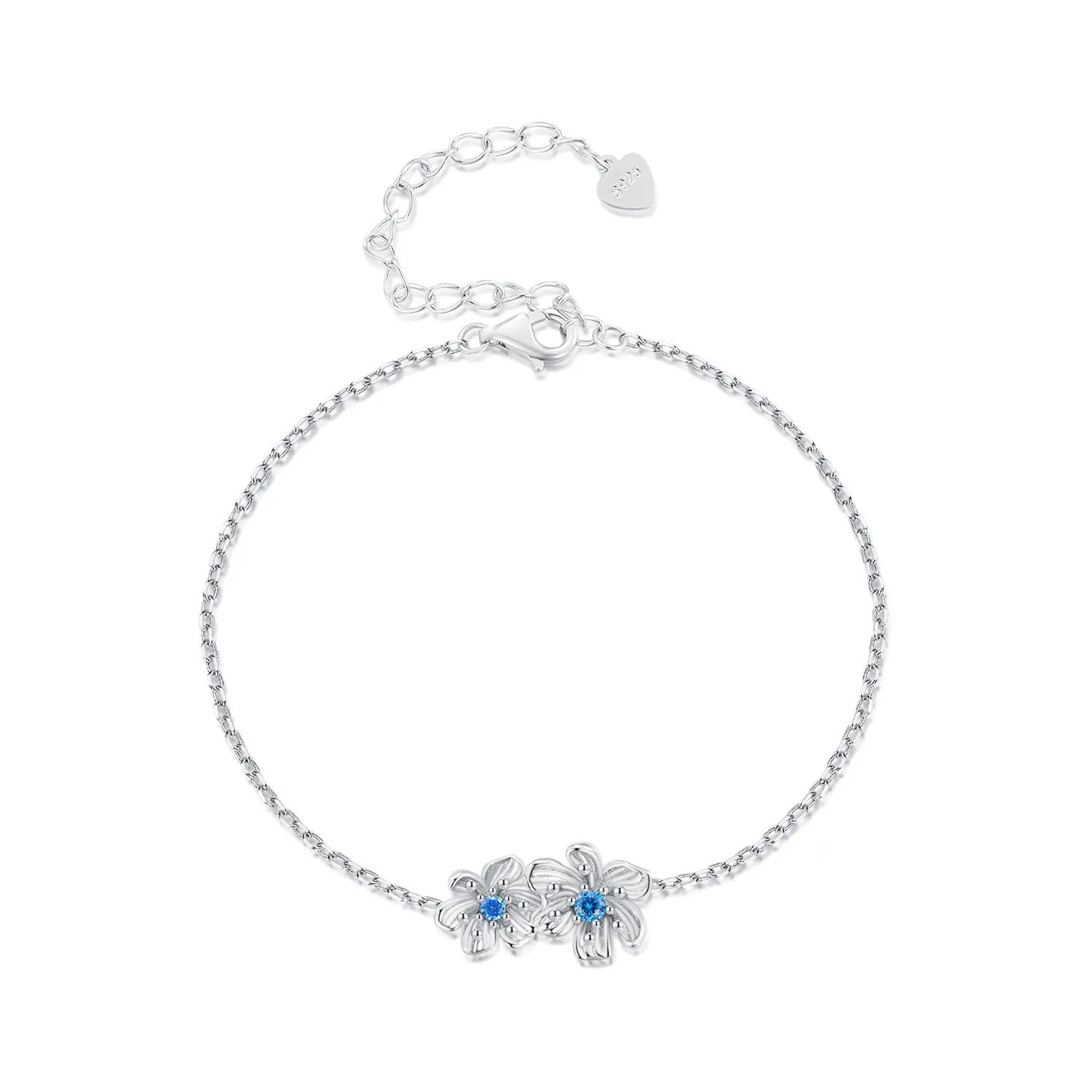 Brățară cu lanț și floare albastră în stil Pandora - BSB138