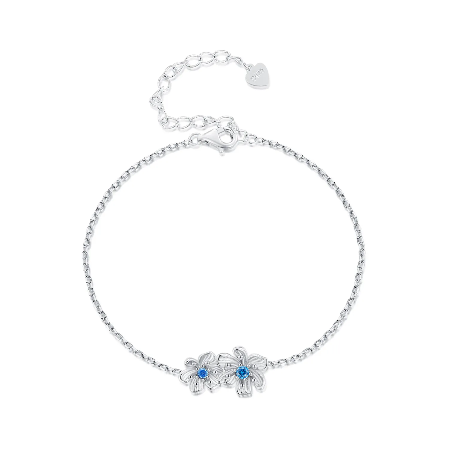 brățară cu lanț și floare albastră în stil pandora bsb138