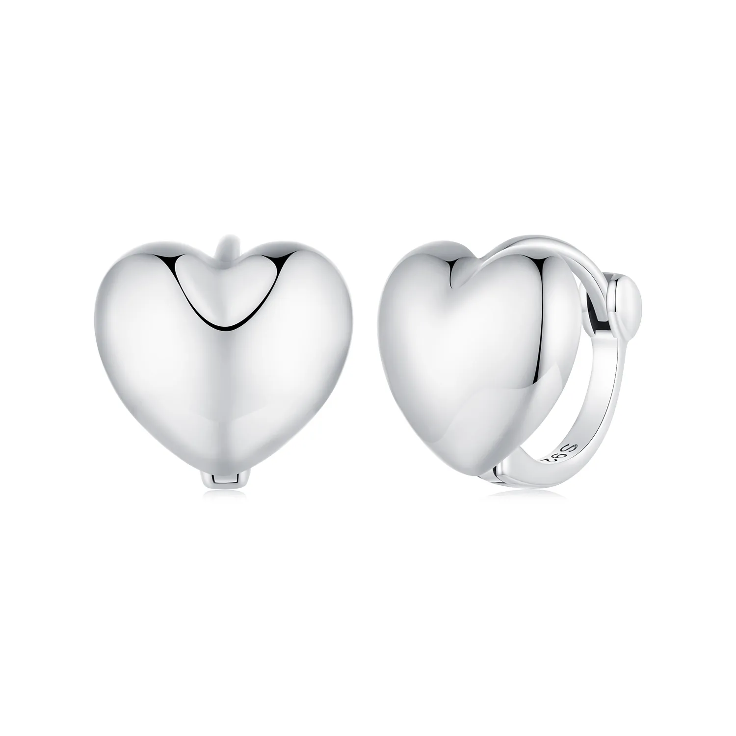 Cercei in stil Pandora, in forma de inel in forma de inima - BSE905