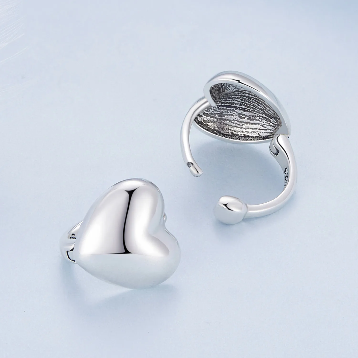 Cercei in stil Pandora, in forma de inel in forma de inima - BSE905