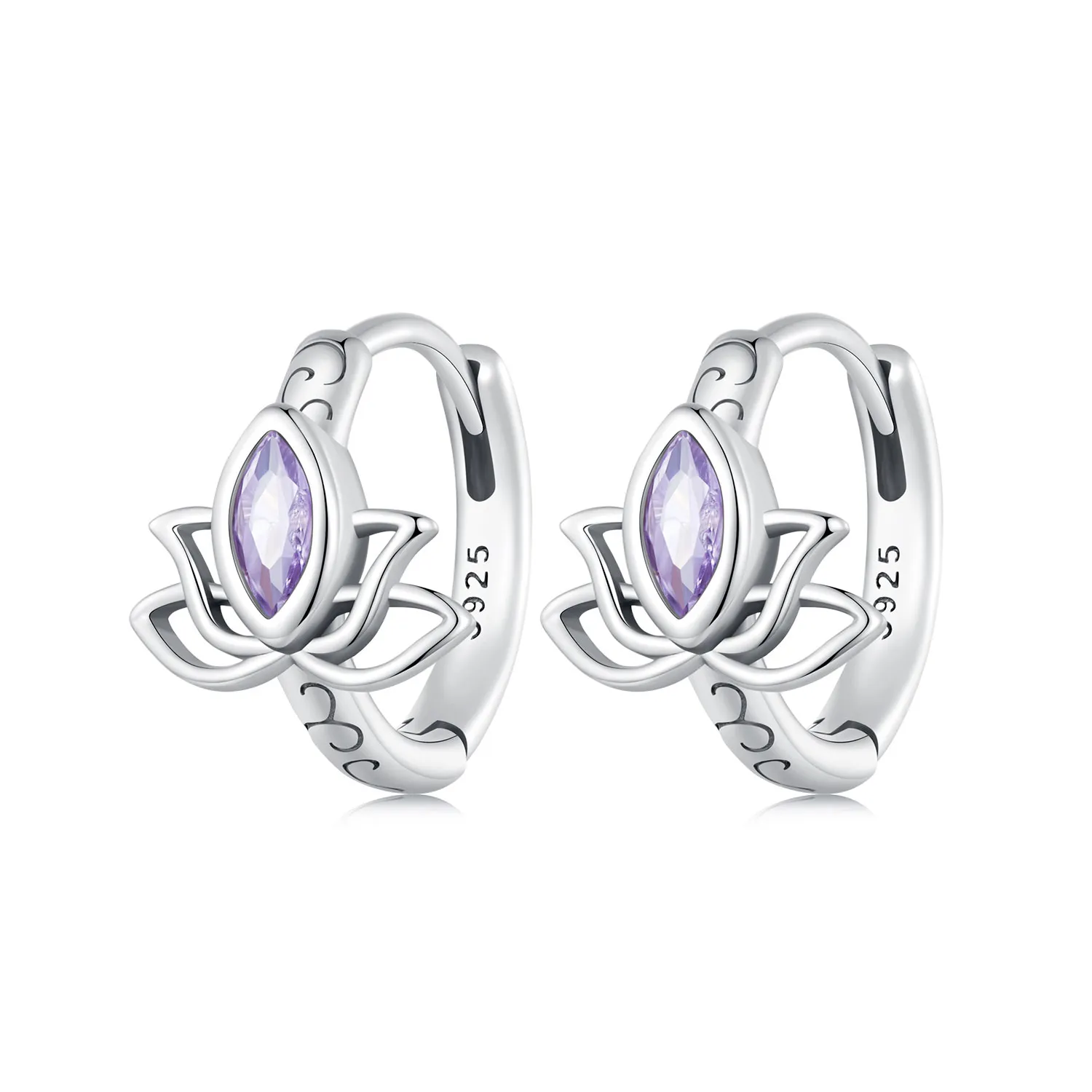 cercei pandantiv stil pandora cu model de floare de lotus sce1648