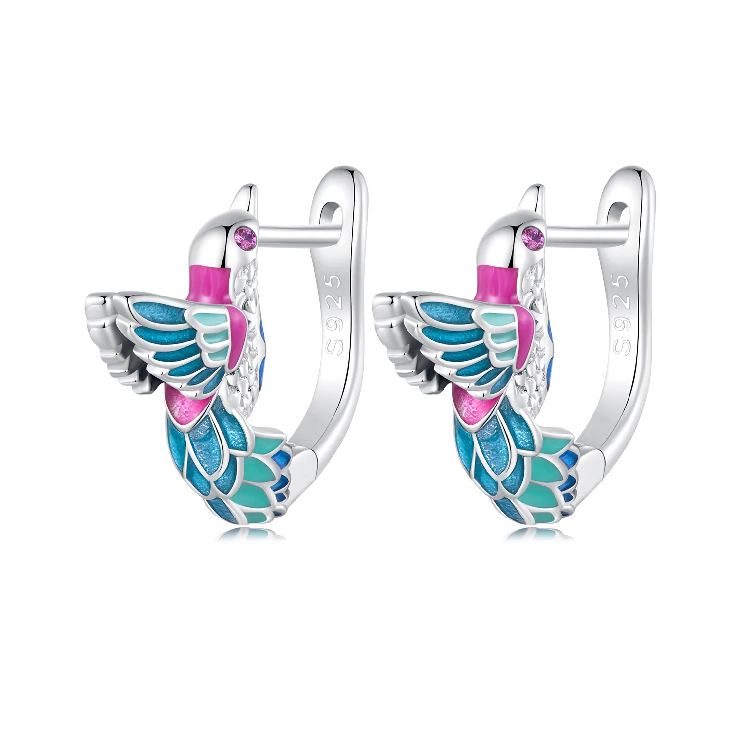 cercei pandora de tip hoop cu pasărea kingfisher bse899