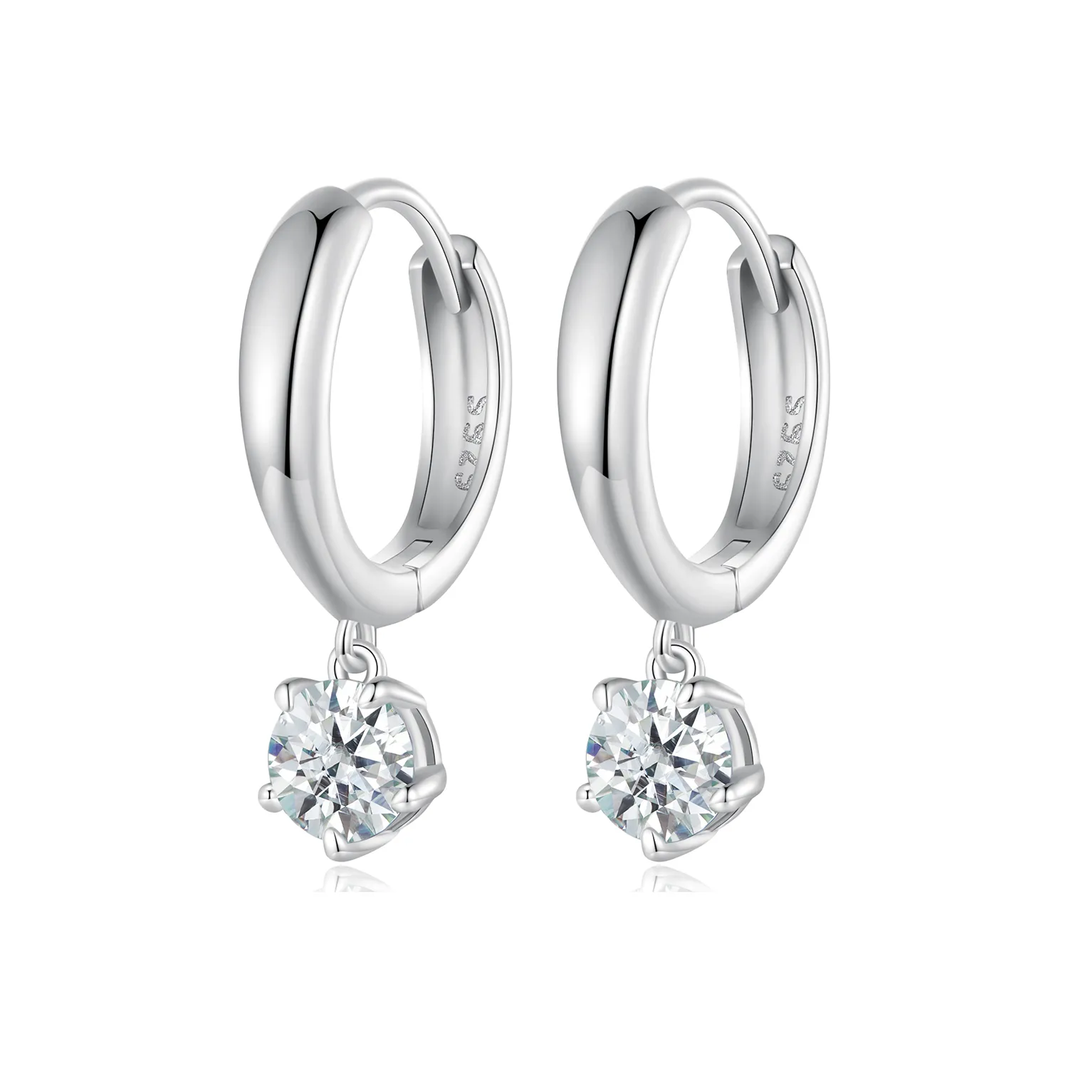 cercei pandora style cu moissanit de 05ct două certificate mse040