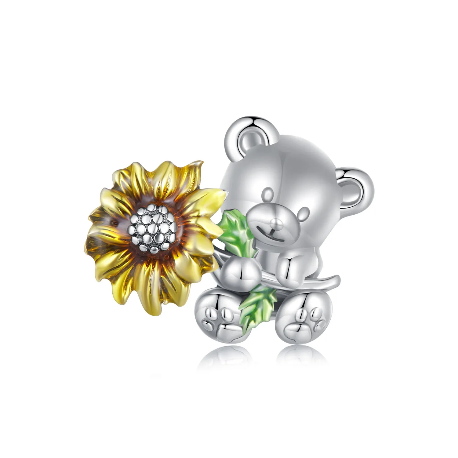 charm pandora în stilul floarea soarelui și urs scc2560
