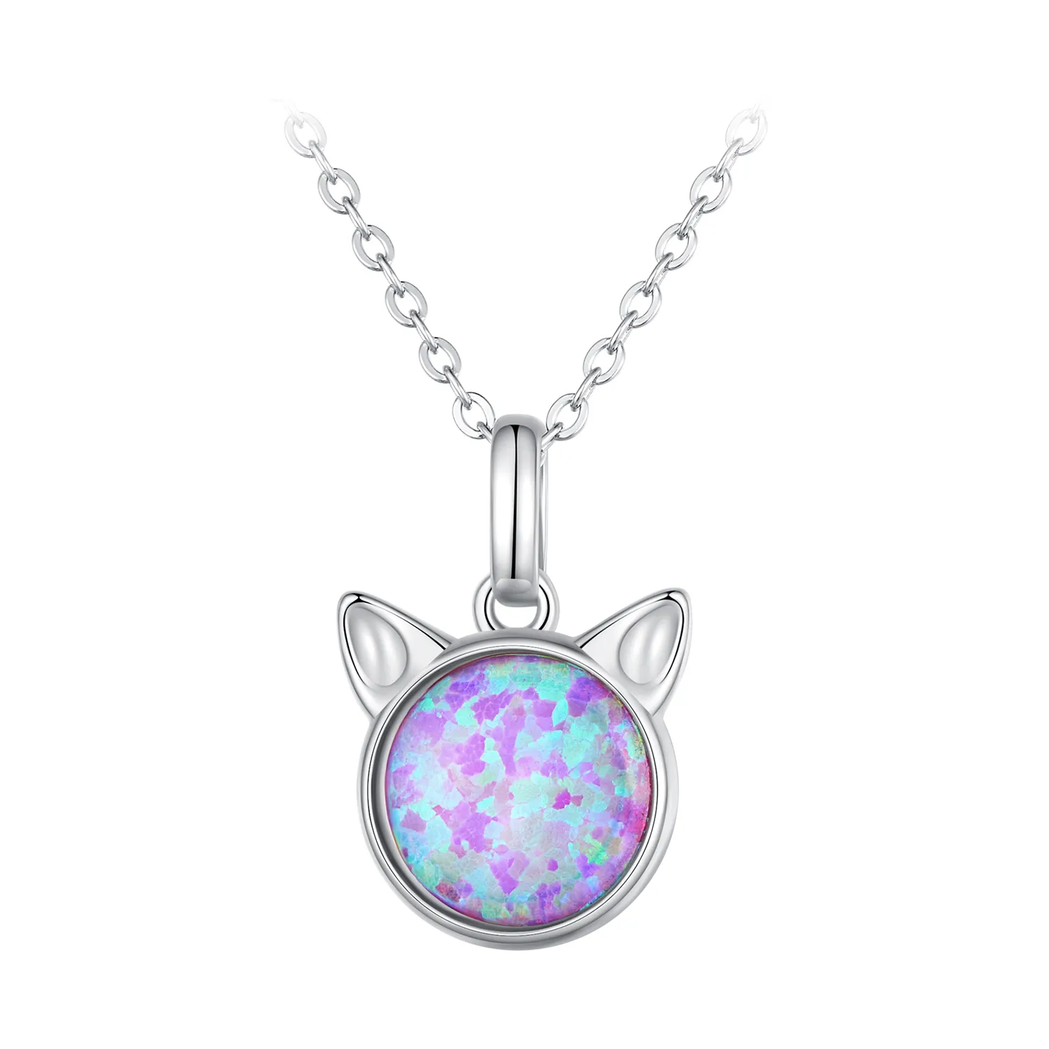 colier opal în stil pandora cu model de pisică scn496
