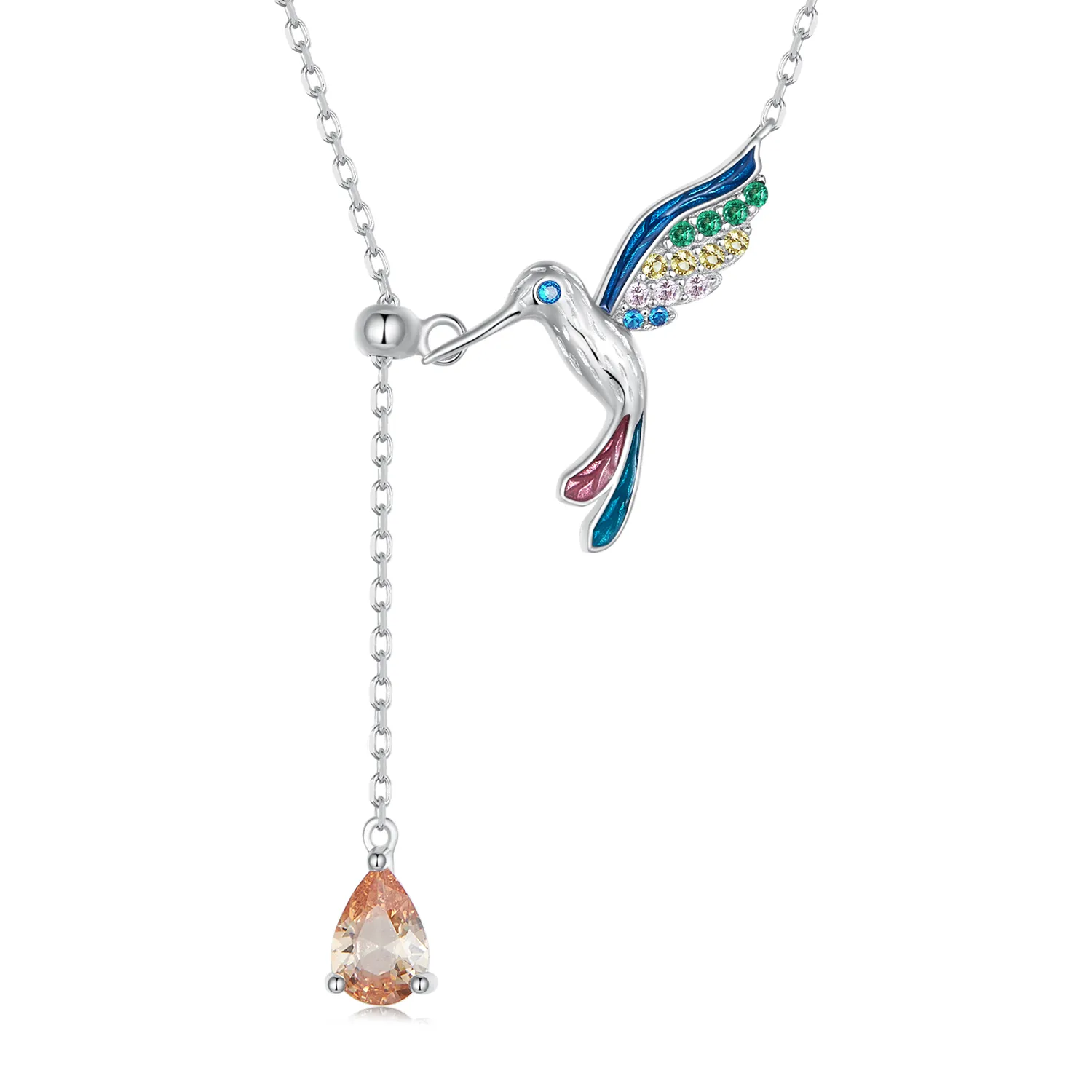 colier pandora style cu pasăre colibri bsn305
