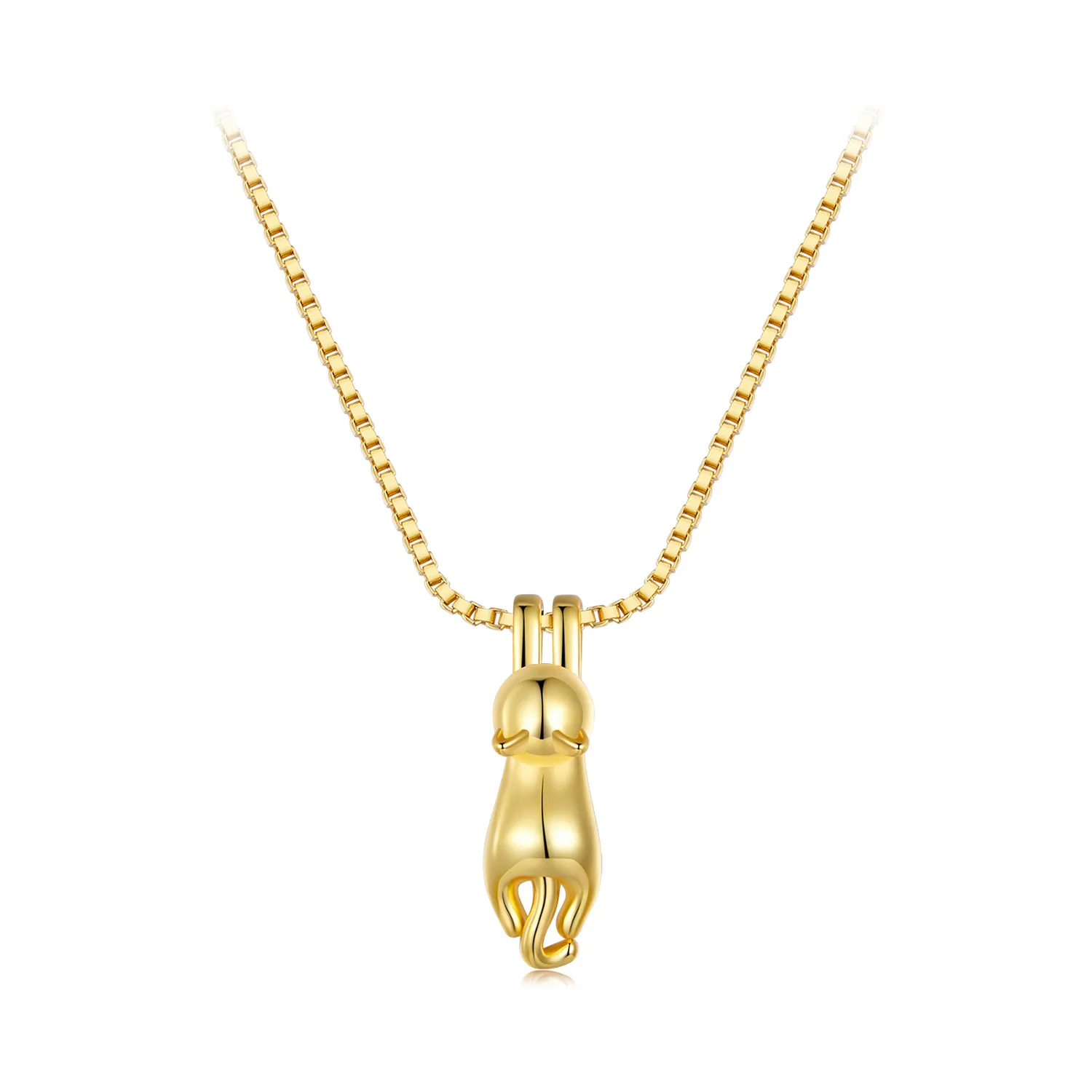 colier stil pandora cu pisicuță aurie scn032 b