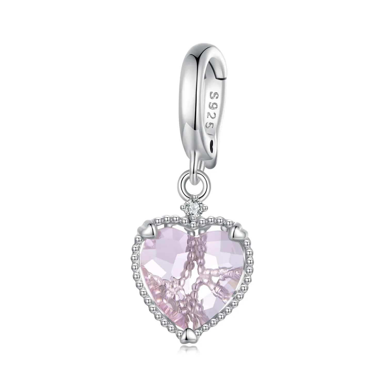 dangler cu inimă roz în stil pandora scc2594