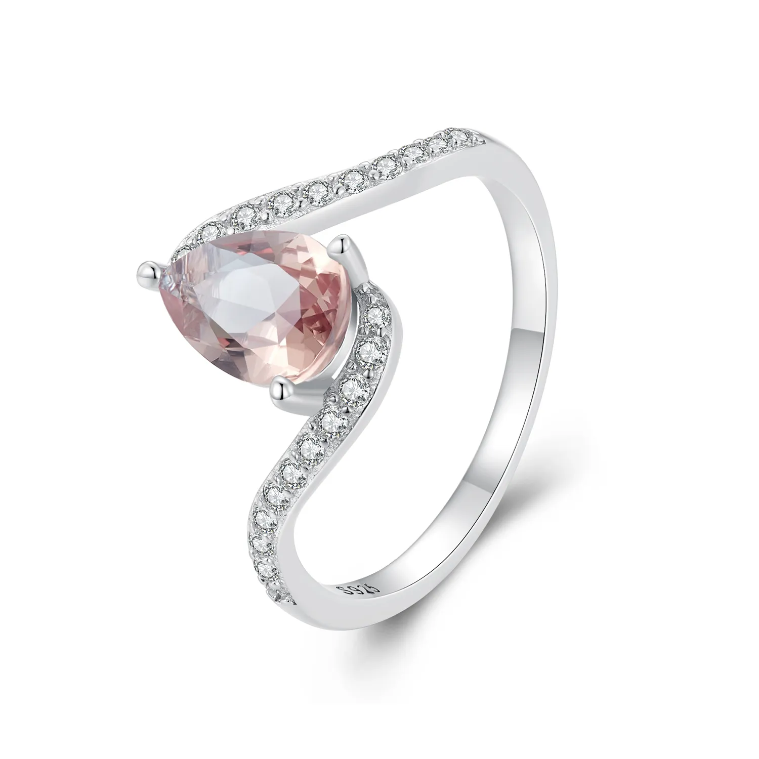 Inel cu piatră colorată în formă de pară în stilul Pandora - BSR480