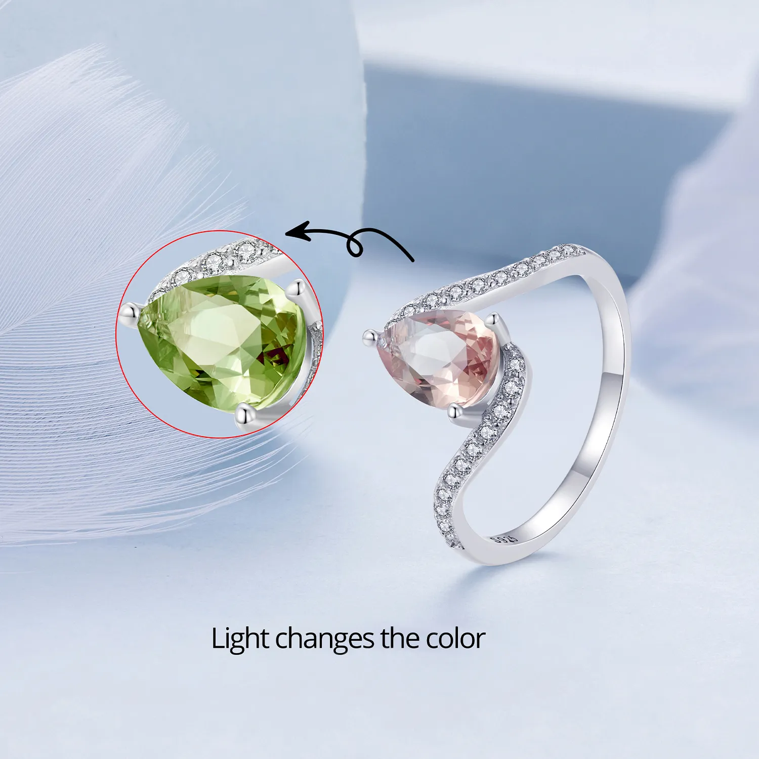 Inel cu piatră colorată în formă de pară în stilul Pandora - BSR480