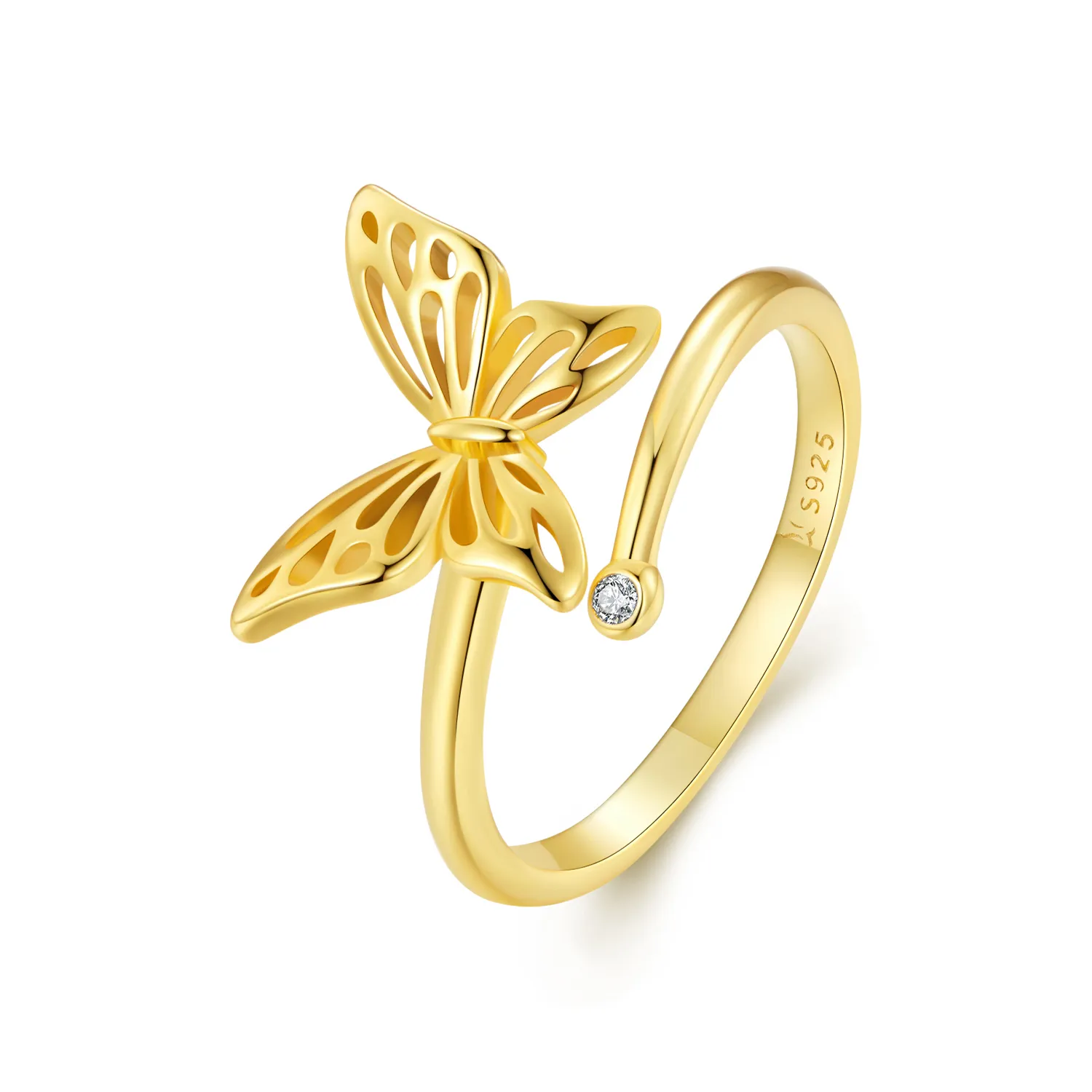 Inel de vis cu fluture aurit în stil Pandora - SCR448-B