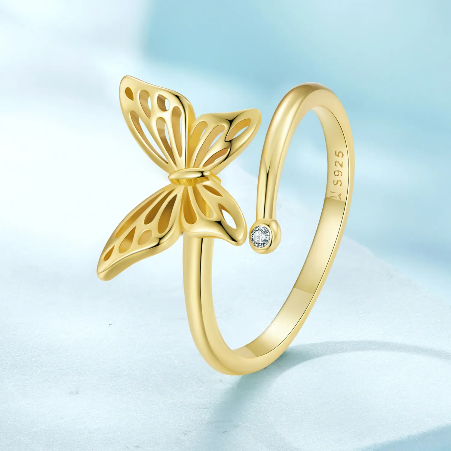 Inel de vis cu fluture aurit în stil Pandora - SCR448-B