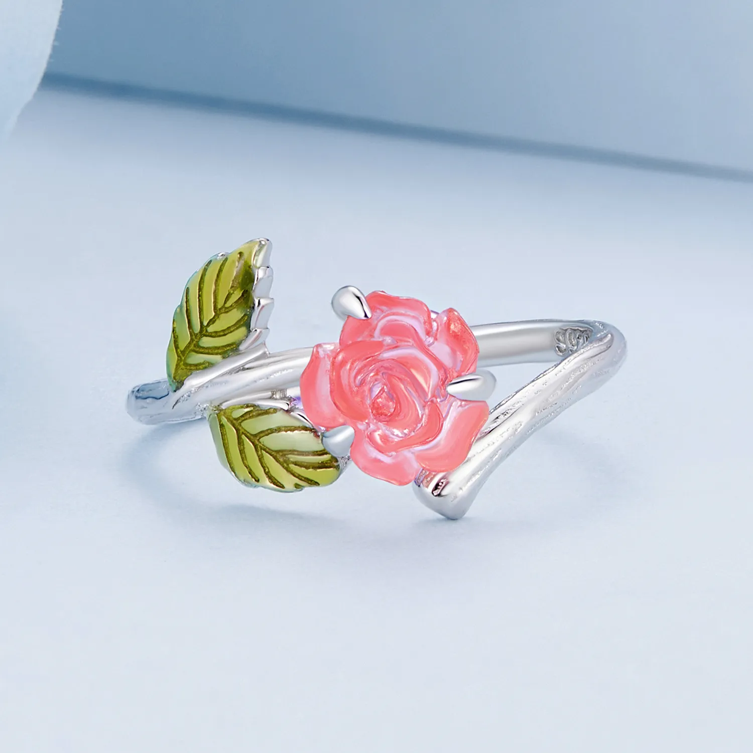Inel deschis cu cristale în stilul Pandora, model trandafir - BSR472-PKE