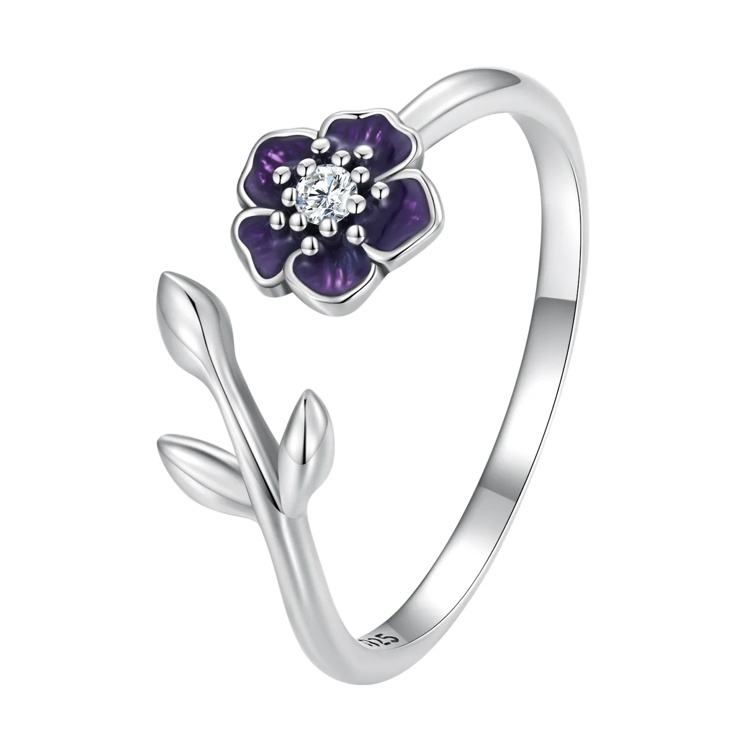 inel deschis cu floare în stil pandora bsr394