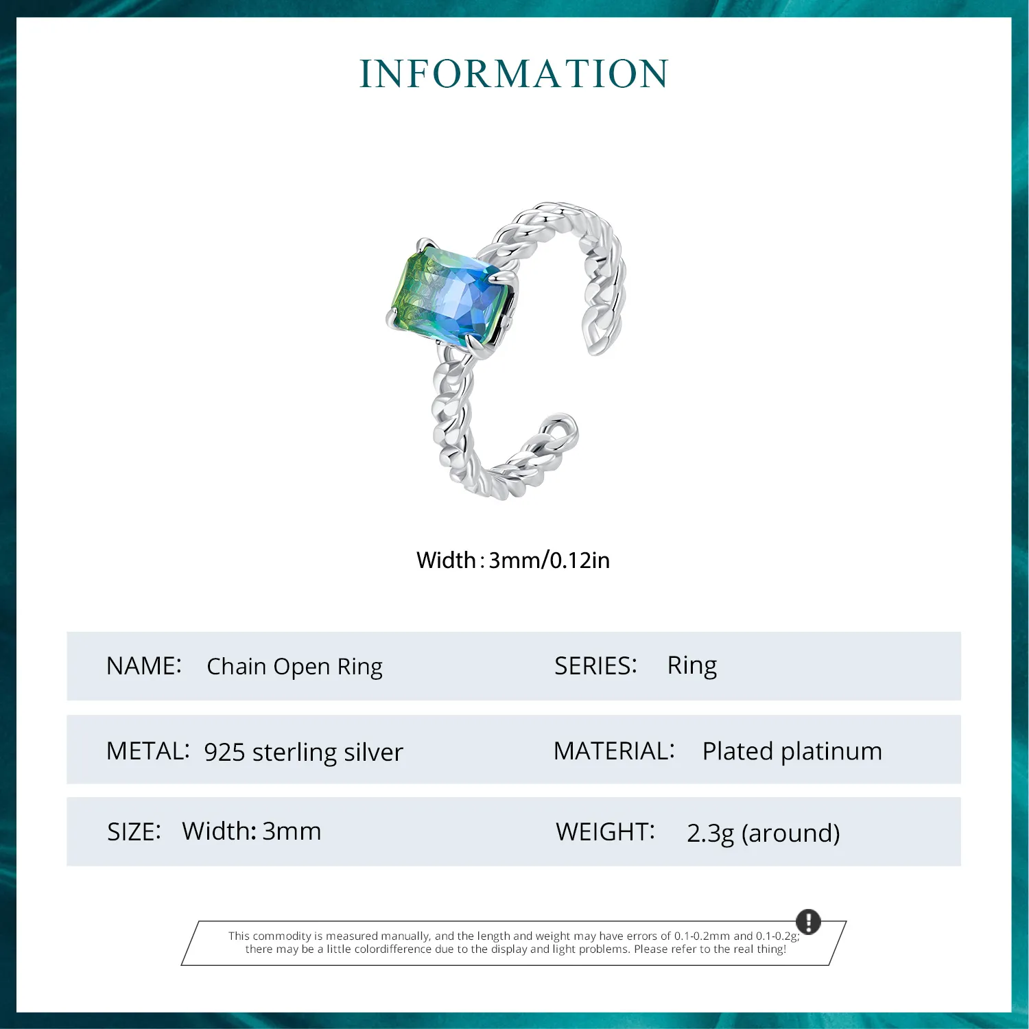 Inel deschis cu lanț în stil Pandora - BSR476-E
