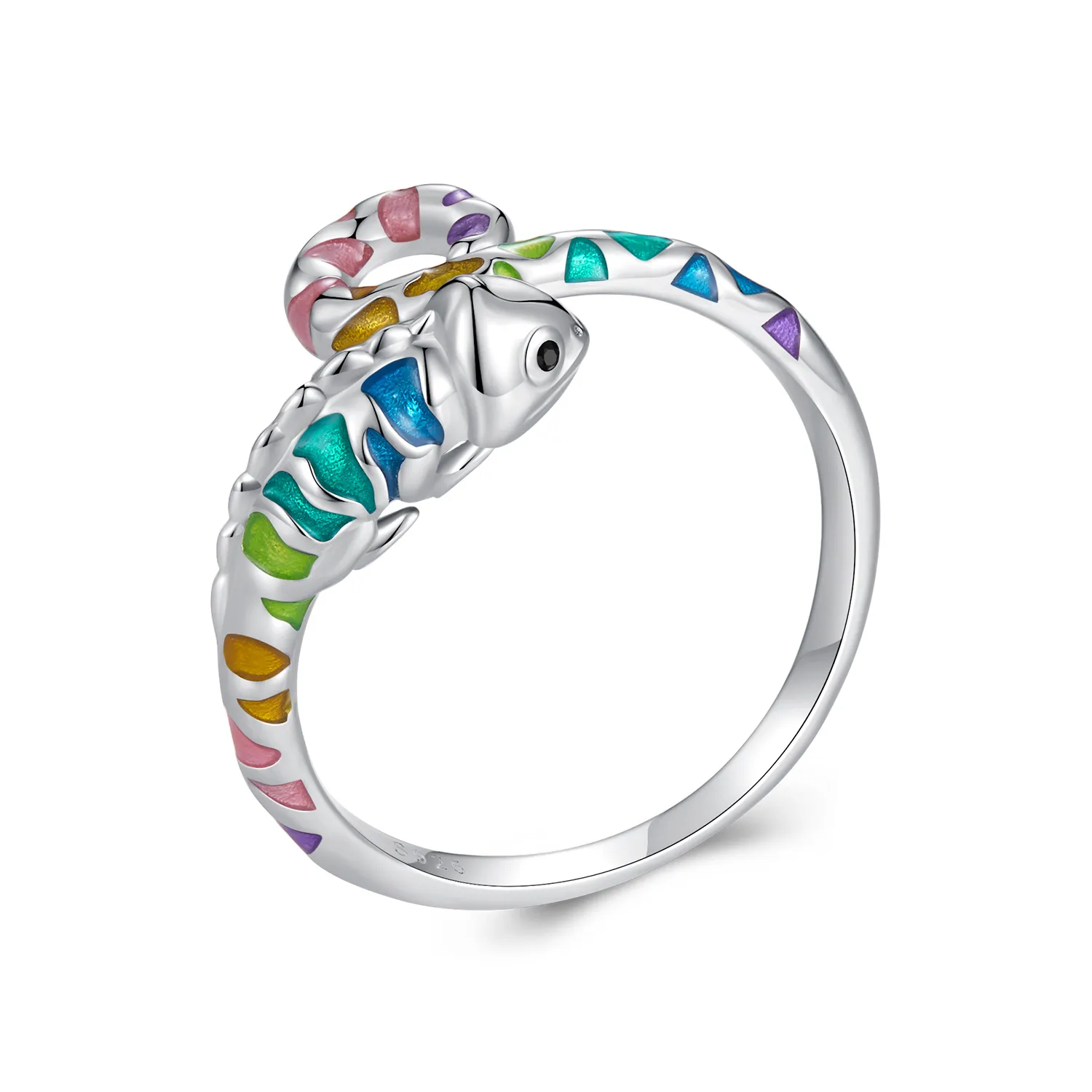 inel deschis de stil pandora cu model cameleon bsr475 e