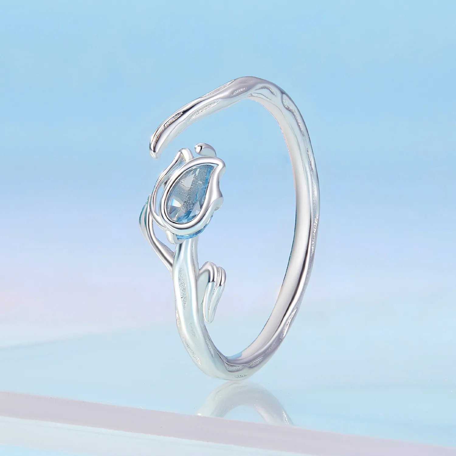 Inel deschis în stil Pandora cu floare de lalele - BSR465-E