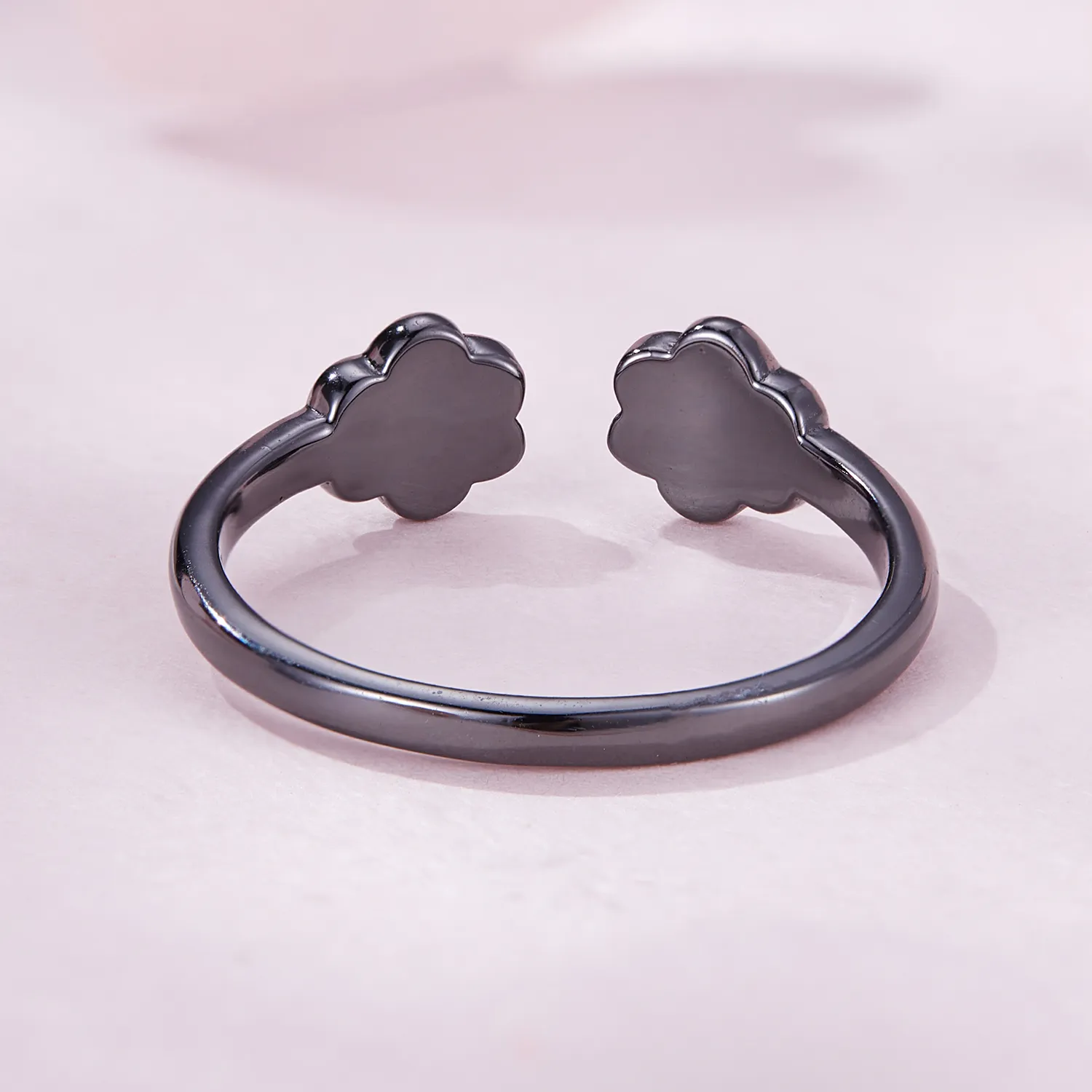 Inel deschis în stil Pandora cu gheare de pisică neagră - SCR913