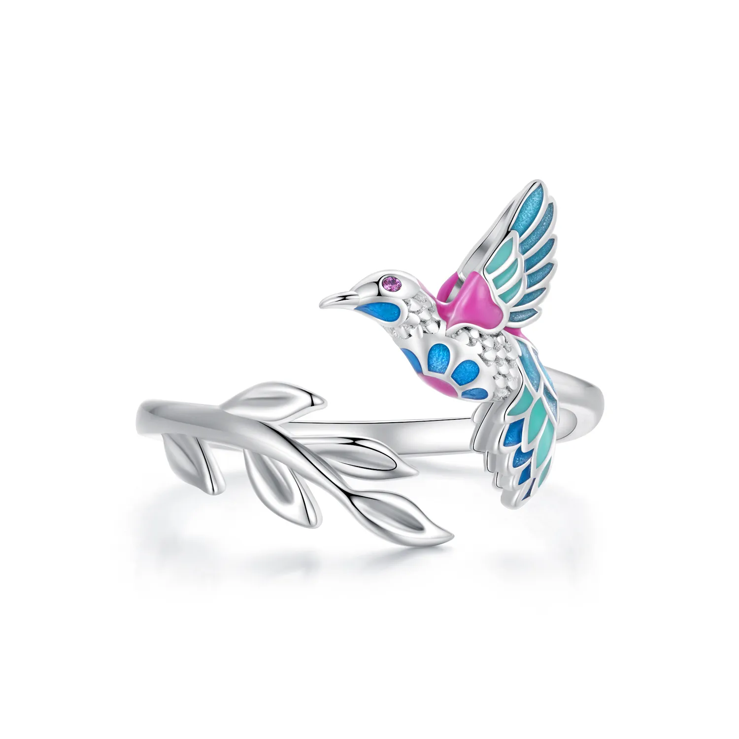 inel deschis în stil pandora cu pasărea kingfisher bsr483 e