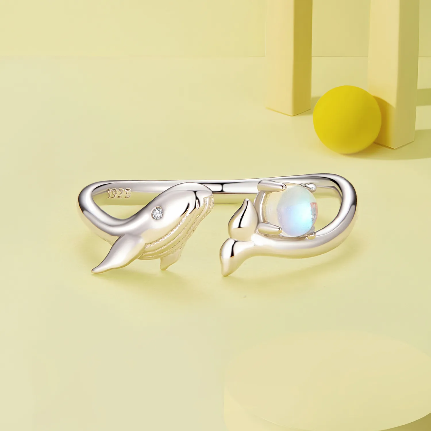 Inel deschis în stilul Pandora cu balenă - BSR473-E
