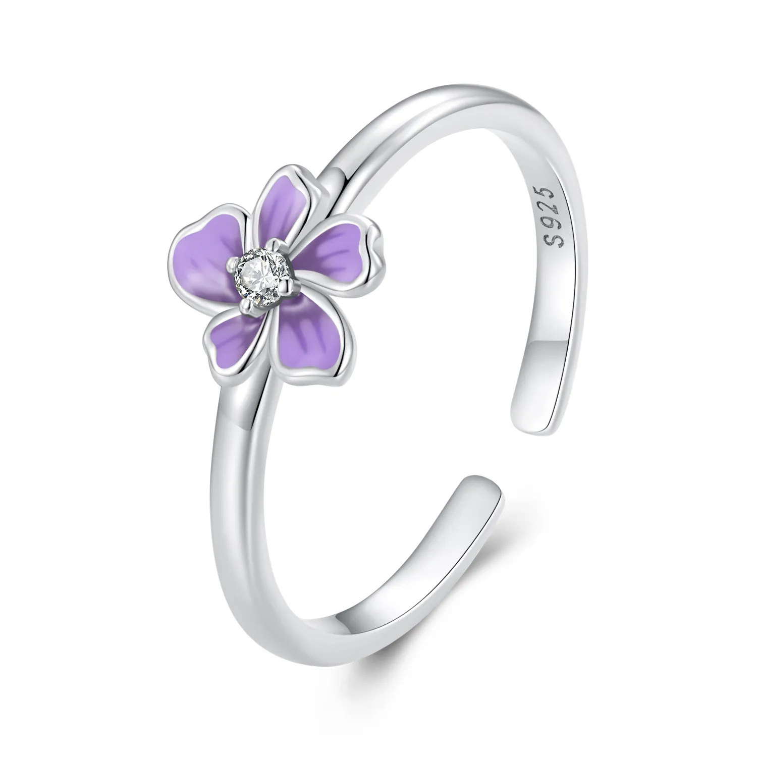 inel pandantiv de stil pandora cu floare mov scr976 e