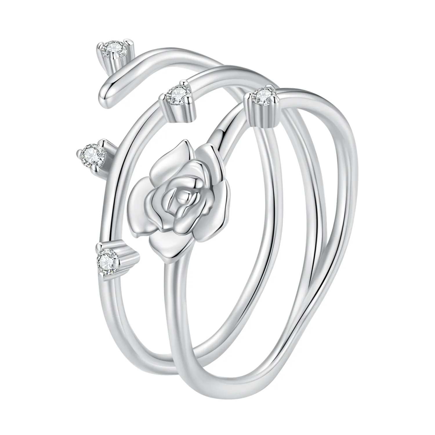 inel personalizat în stil pandora cu design versatil de viță de trandafir bsr404